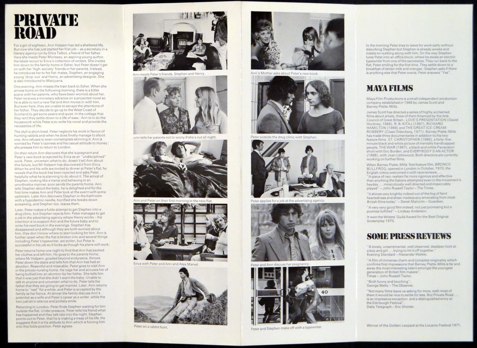 PRIVATE ROAD 1971 Susan Penhaligon, Bruce Robinson, Michael Feast BROCHURE, image 2