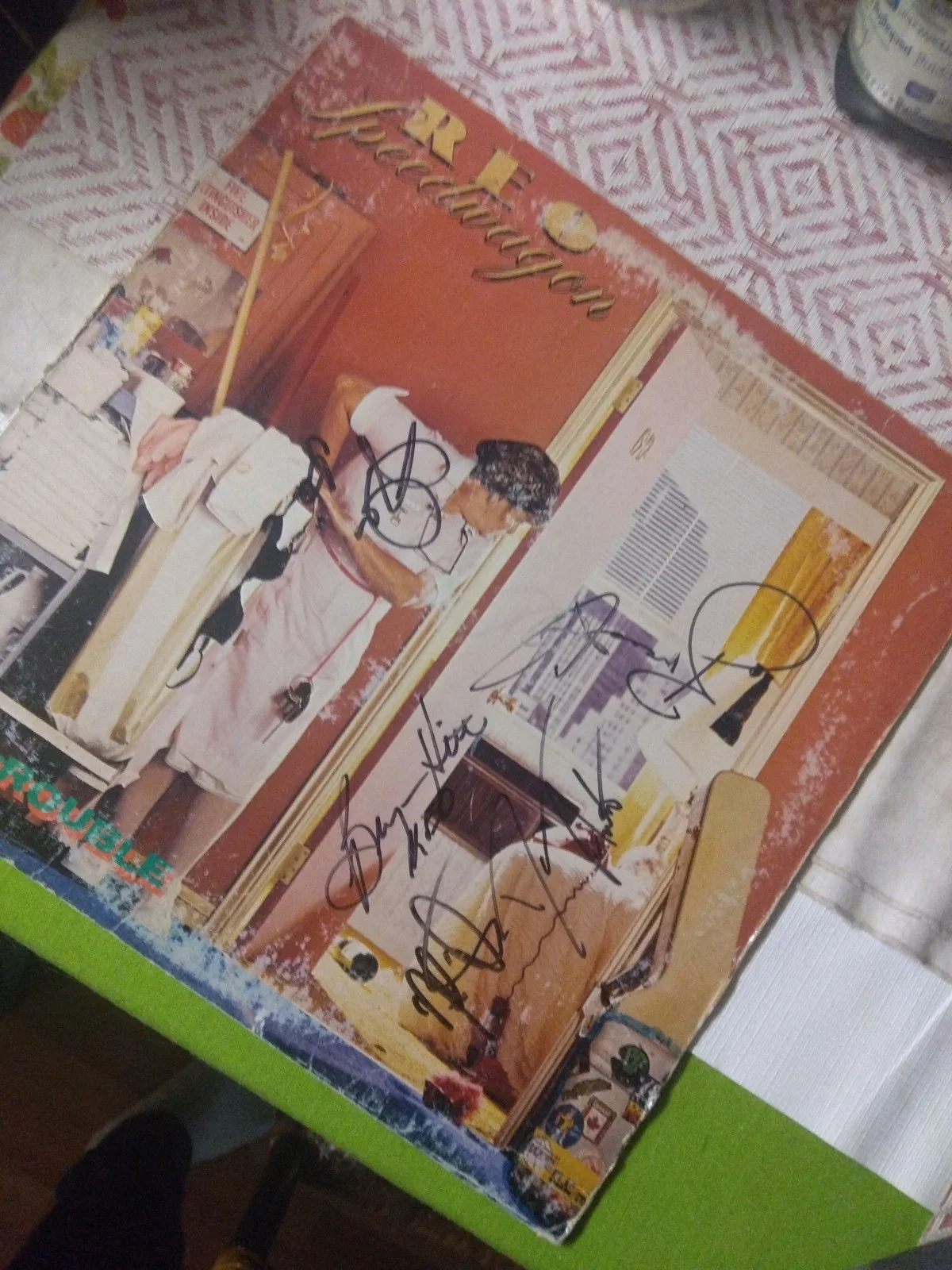 REO SPEEDWAGON signed "GOOD TROUBLE" Full Band 1997. Album Cover., изображение 5
