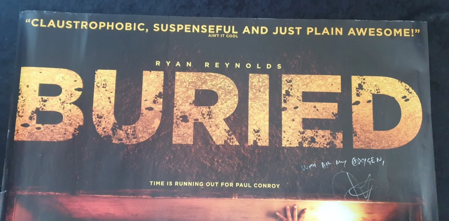 Original UK Quad BURIED (2010) DS Signed Ryan Reynolds Rolled Poster, image 2