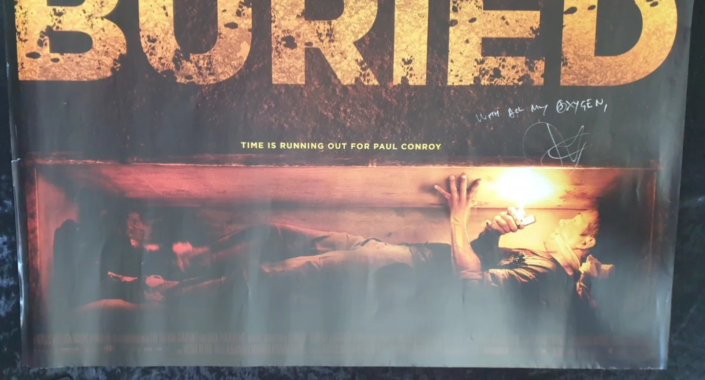 Original UK Quad BURIED (2010) DS Signed Ryan Reynolds Rolled Poster, image 3