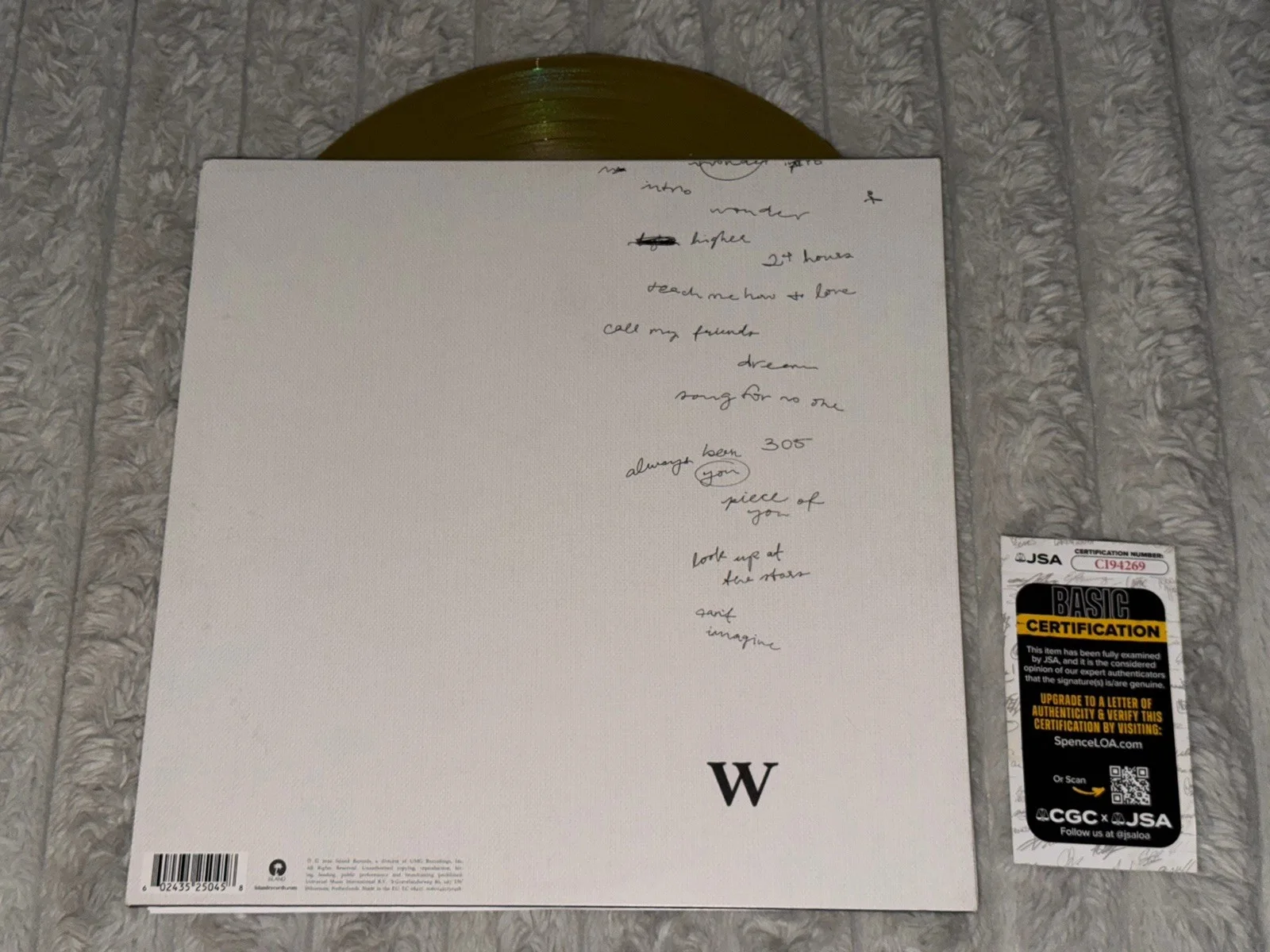 SHAWN MENDES SIGNED WONDER VINYL LP JSA COA, image 3