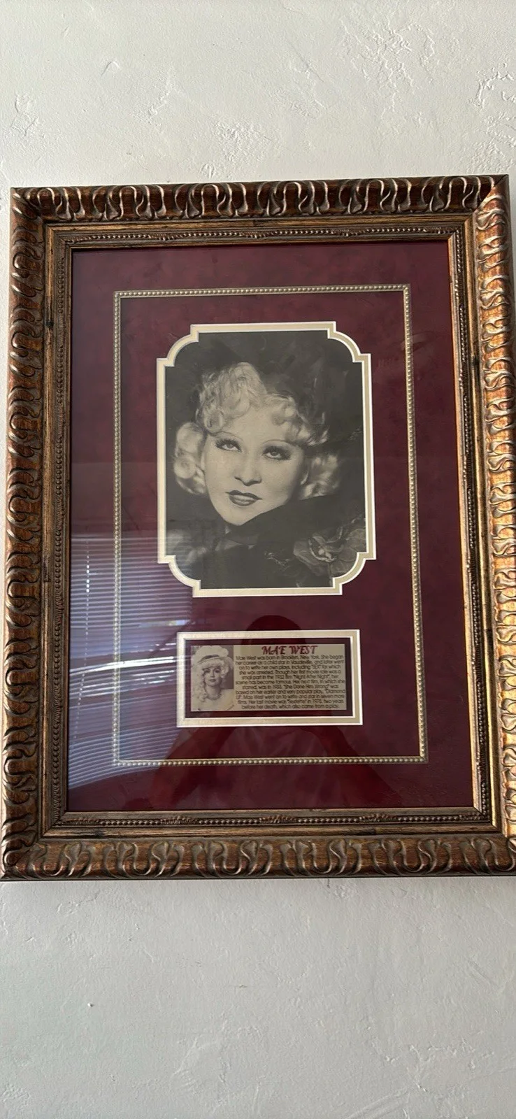 Mae West — Mae West Signed Original Framed Photograph with Plaque
