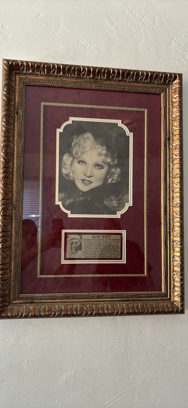 Mae West — Mae West Signed Original Framed Photograph with Plaque, image 2