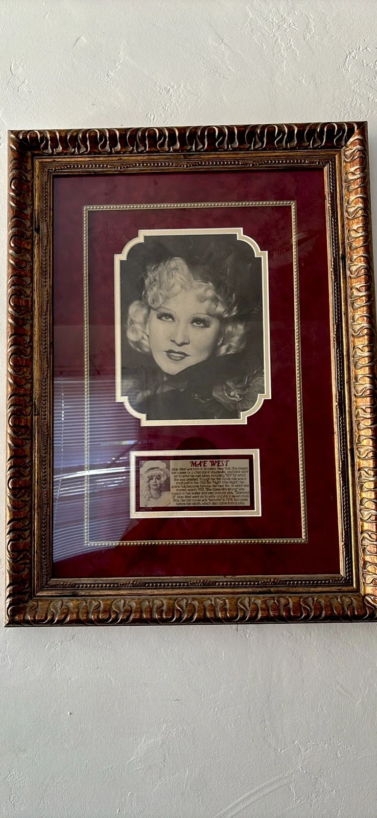 Mae West — Mae West Signed Original Framed Photograph with Plaque, image 4