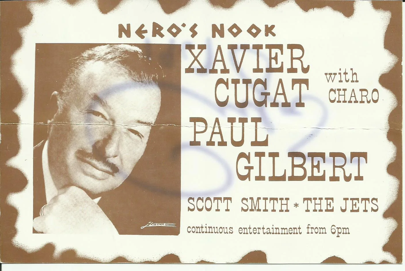 Xavier Cugat Autographed 5 x 7 Signed 1967 Nero's Nook Jazz Flyer w/COA - D.1990, изображение 2