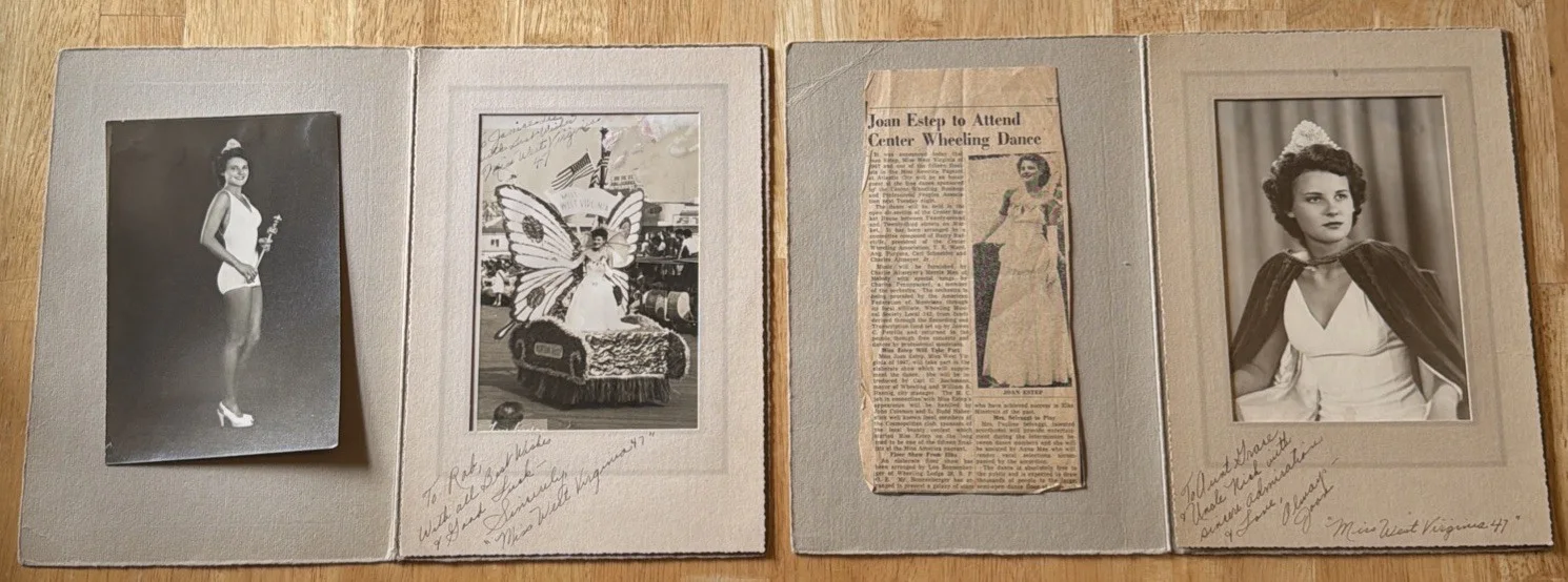 Joan Estep Miss West Virginia 1947 — Joan Estep -Miss West Virginia 1947 -Two Signed Portraits, news clipping & photo, изображение 5