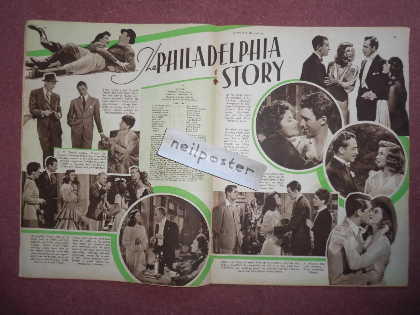 CARY GRANT, KATHARINE HEPBURN, JAMES STEWART on cover 1941 PICTURE SHOW UK mag, изображение 2