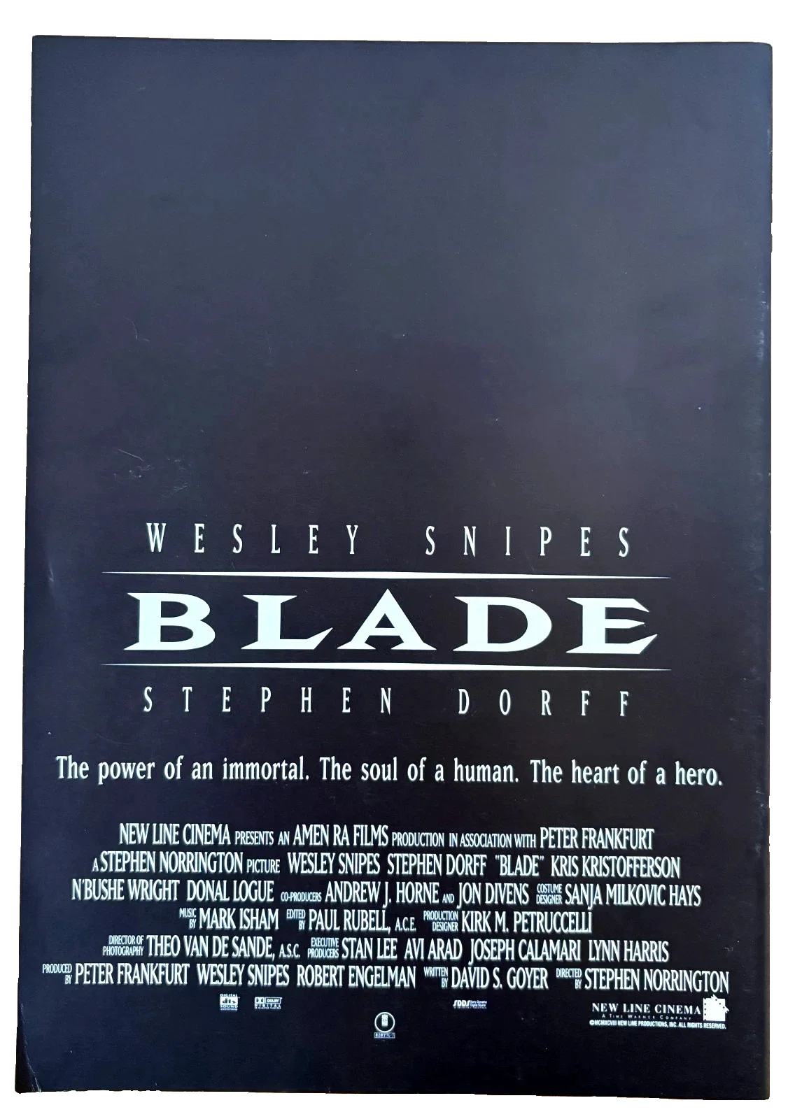Blade 1998 IMPORT Program Japan Stephen Norrington Wesley Snipes Stephen Dorff, image 2
