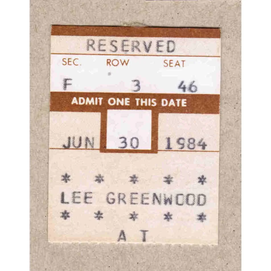 1984 Lee Greenwood Signed Autograph w/Fan Taken 3.5 x 3.5 OOAK Photo Ticket VTG, изображение 4
