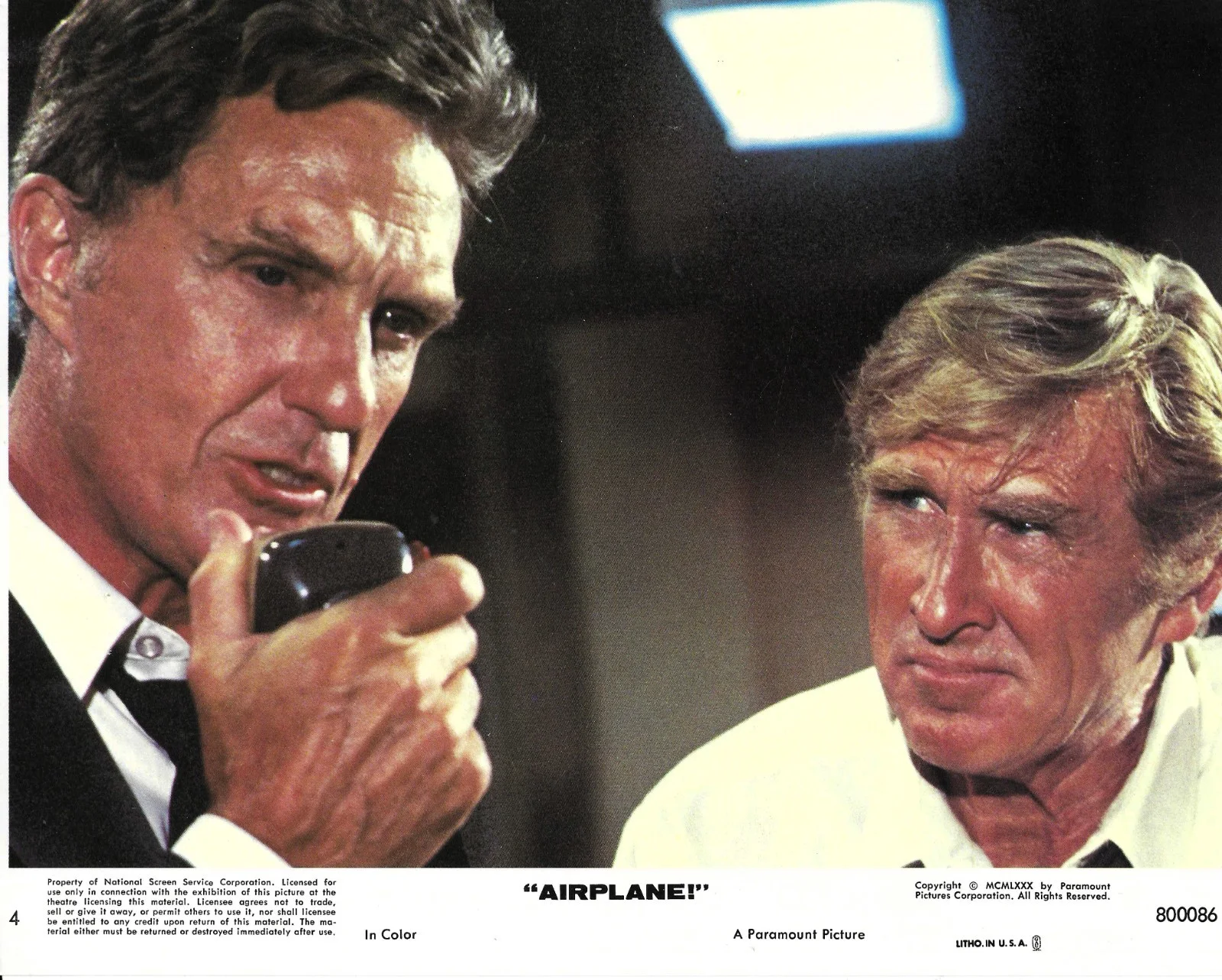 Robert Stack, Lloyd Bridges — "Airplane!" cast ROBERT STACK & LLOYD BRIDGES signed cards +8x10 lobby card COA, image 3