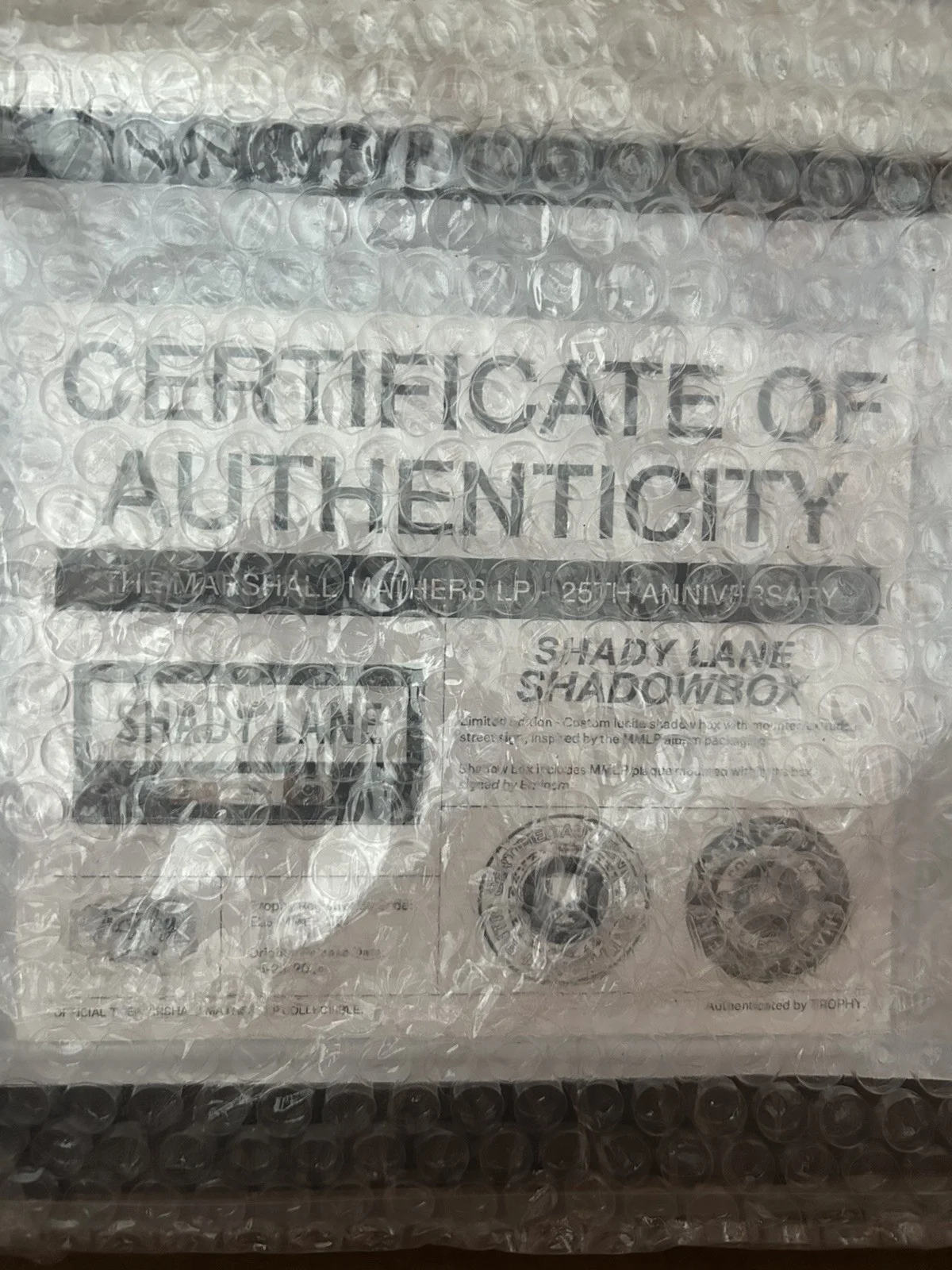 New Signed Eminem MMLP25 Shady Lane Street Sign Shadow Box Trophy + COA Limited, изображение 2