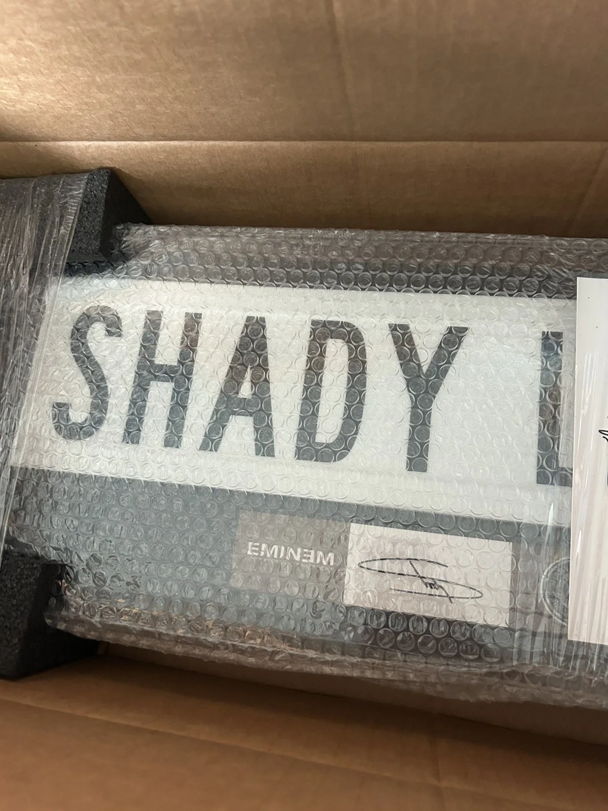 New Signed Eminem MMLP25 Shady Lane Street Sign Shadow Box Trophy + COA Limited, изображение 3