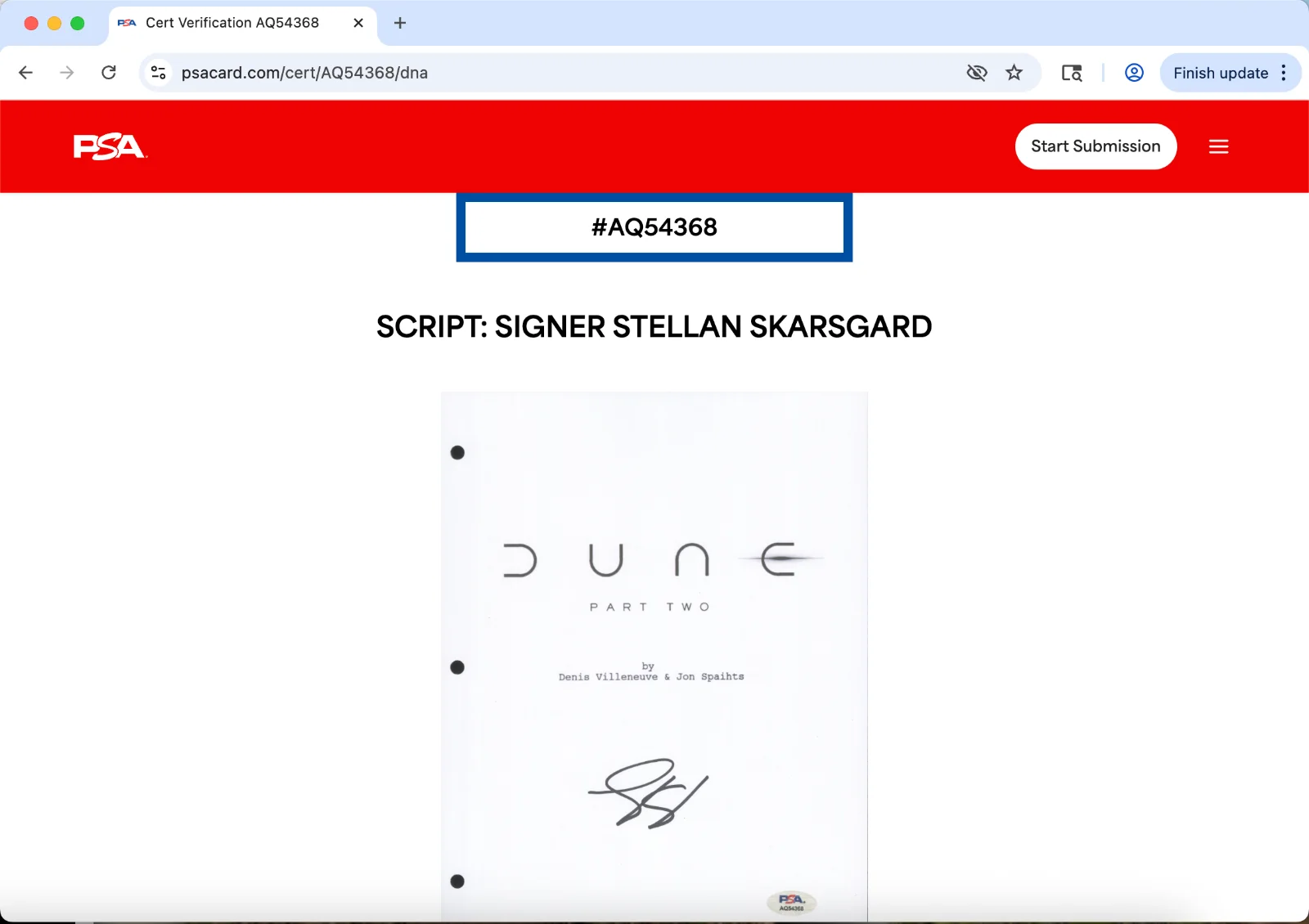 Stellan Skarsgard — Stellan Skarsgard signed Dune Part Two 2 script full 119 pages PSA DNA autograph, image 3