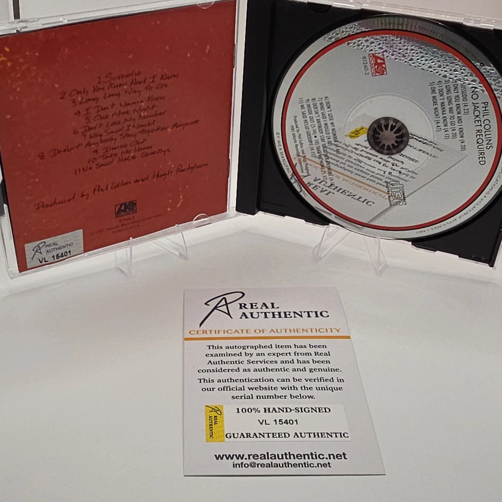 Phil Collins No Jacket Required Original Signed CD & Booklet w/ Certificate, image 2
