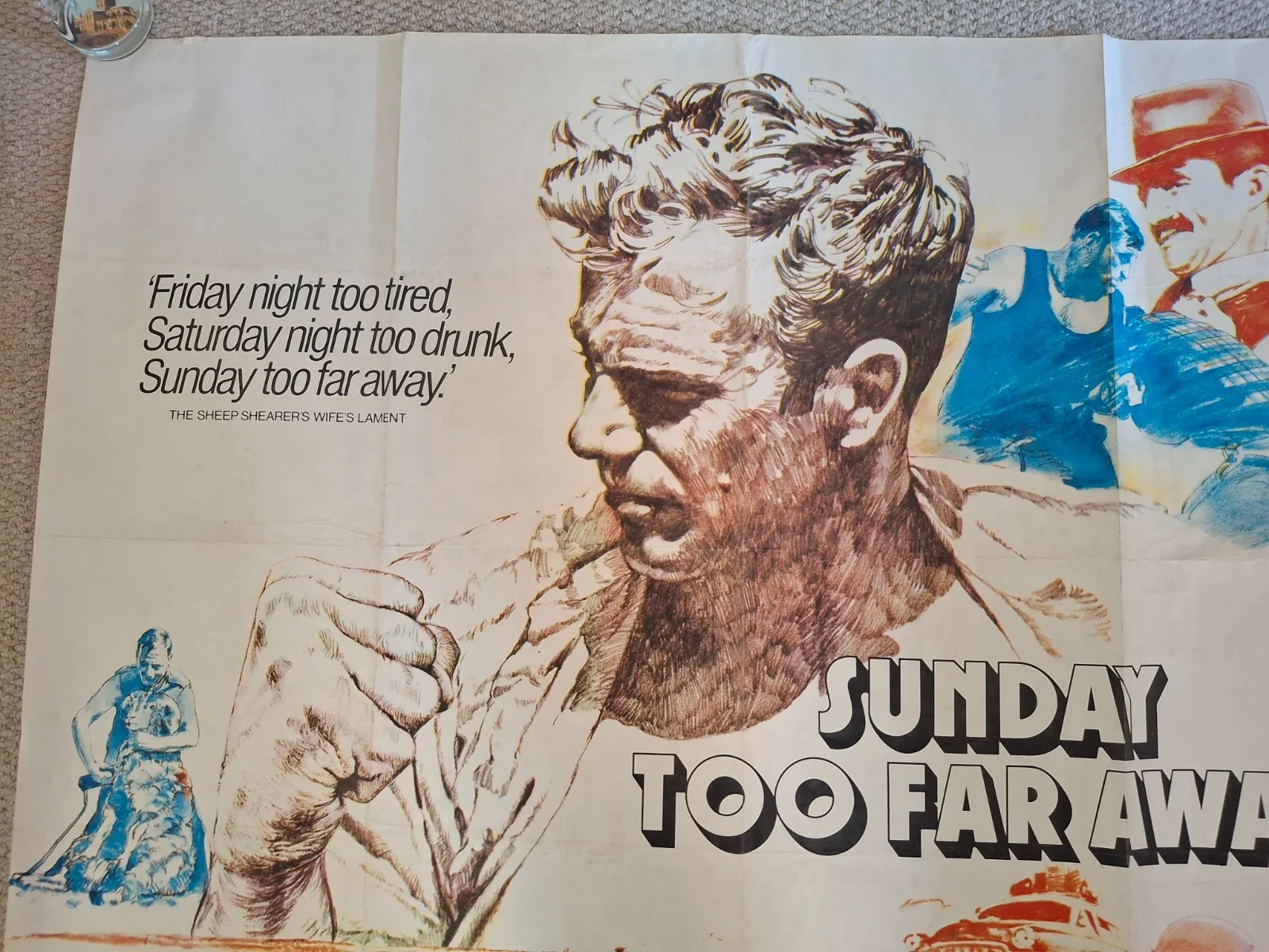 Rare & Original Sunday Too Far Away Film Cinema Movie Quad Poster 40 by 30", изображение 3