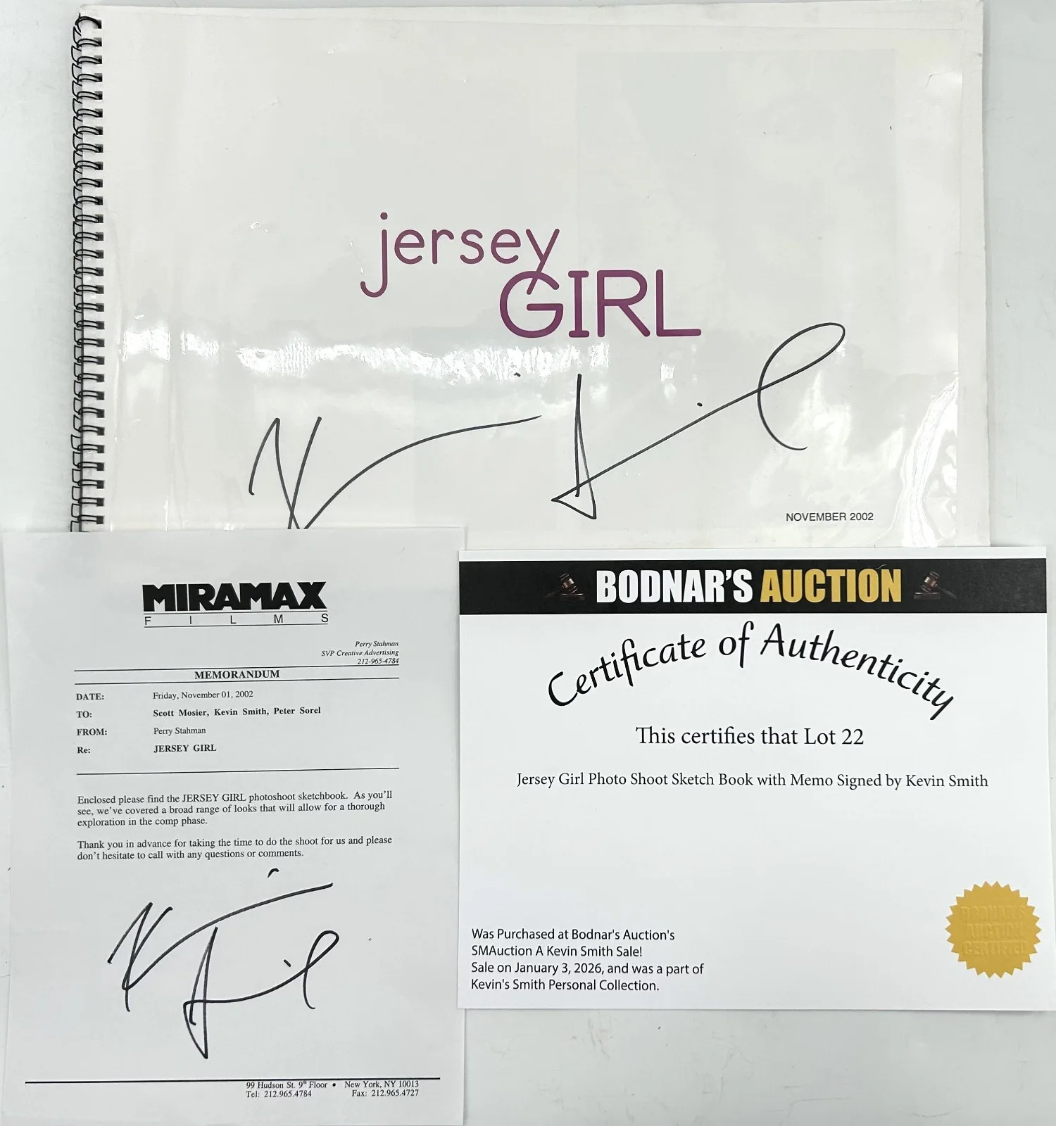 Kevin Smith — KEVIN SMITH Autographed JERSEY GIRL Movie Sketch w/ COA - RARE