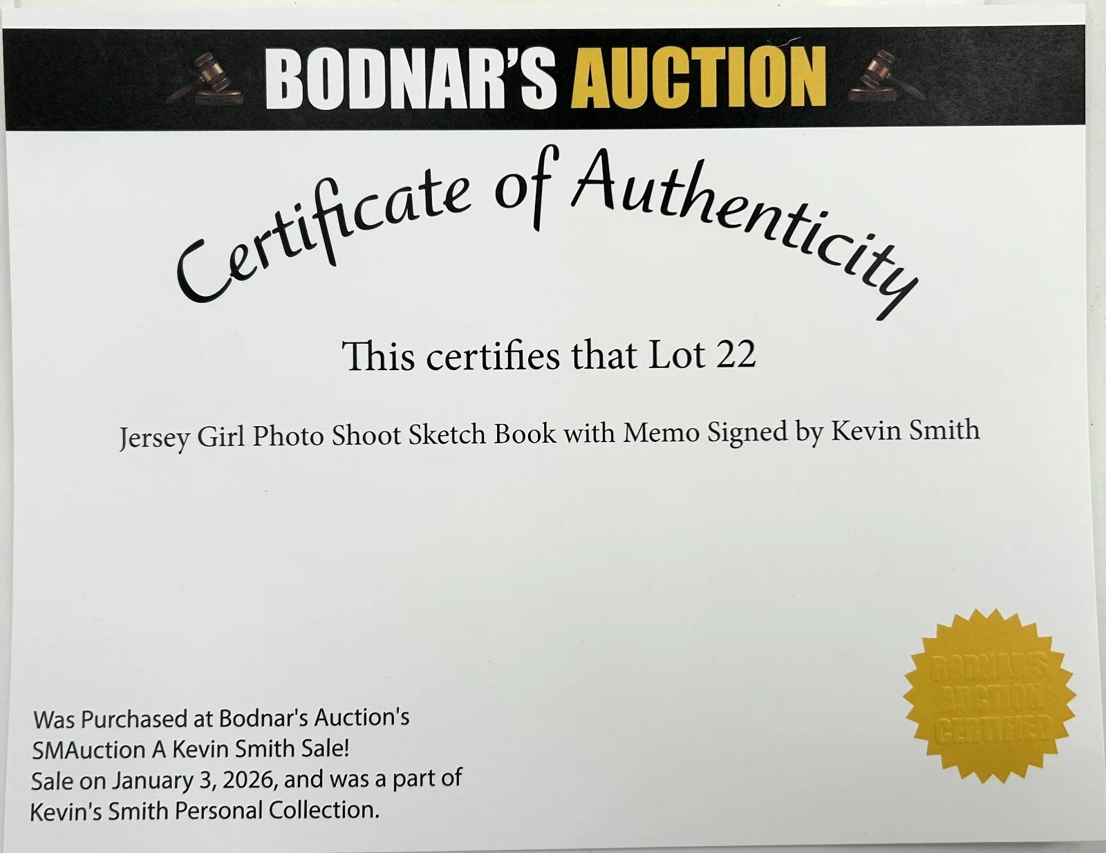 Kevin Smith — KEVIN SMITH Autographed JERSEY GIRL Movie Sketch w/ COA - RARE, изображение 2