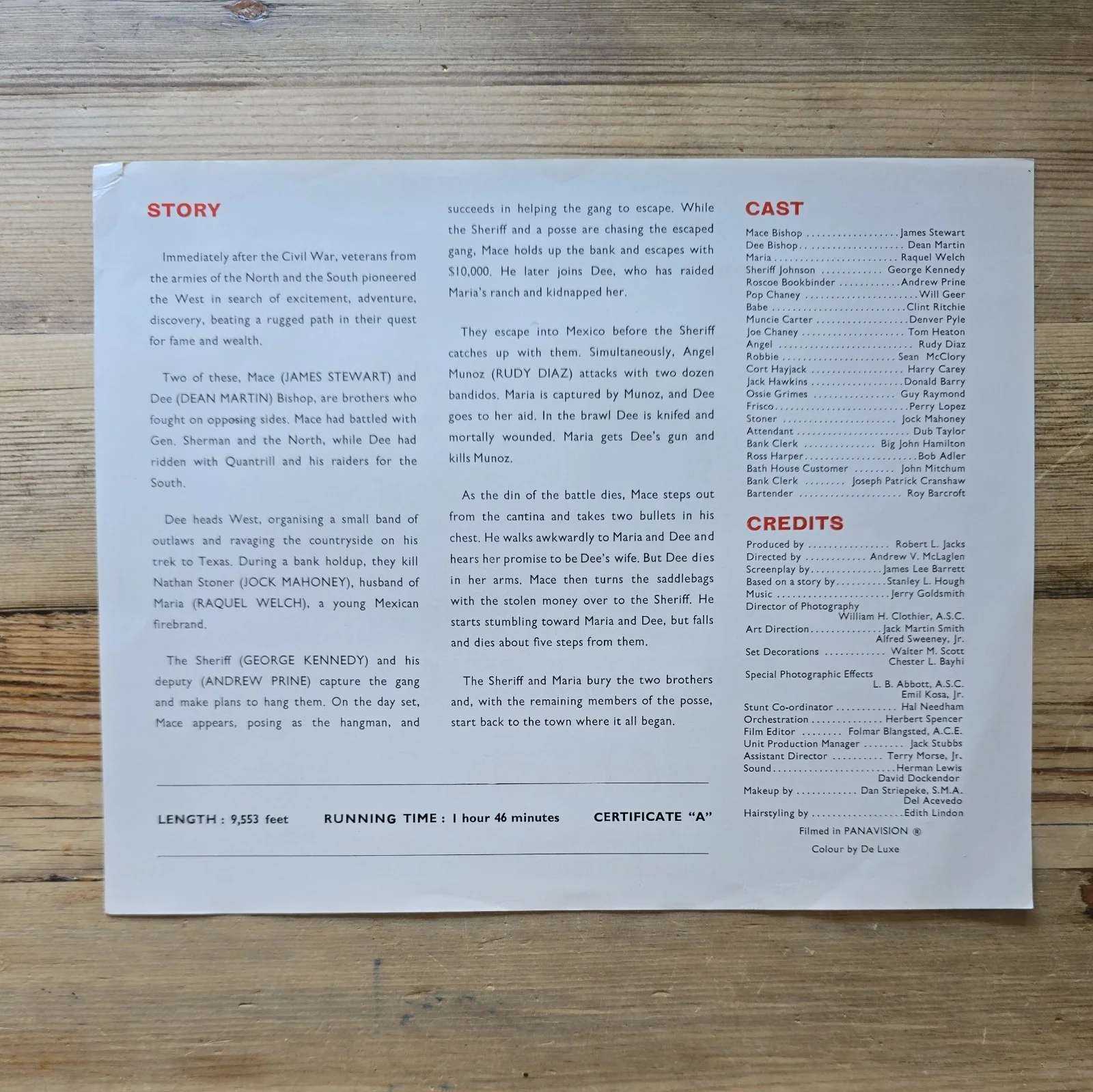 BANDOLERO! UK press sheet 1968 James Stewart Raquel Welch Dean Martin, изображение 2
