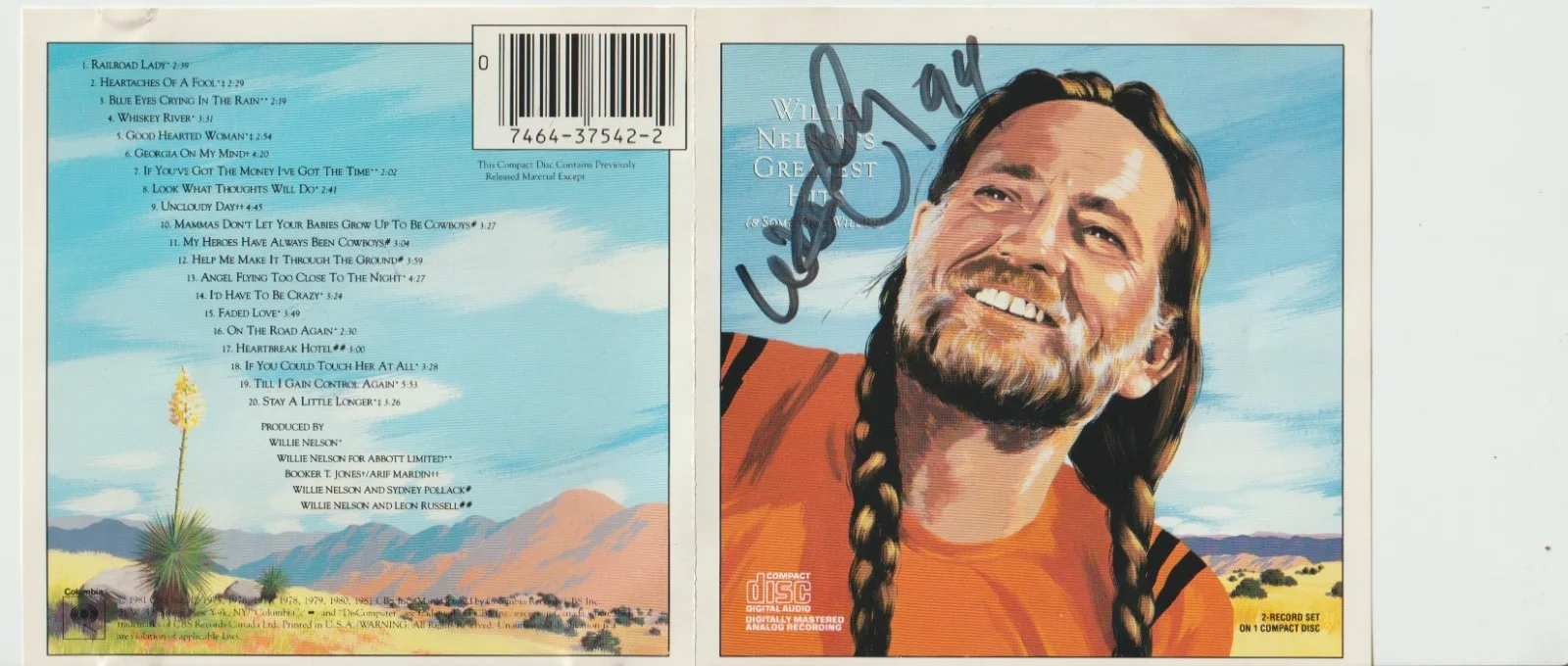 WILLIE WELSON — WILLIE NELSON Hand Signed In Person GREATEST HITS (& SOME THAT WILL BE) CD-PHOTO, изображение 2