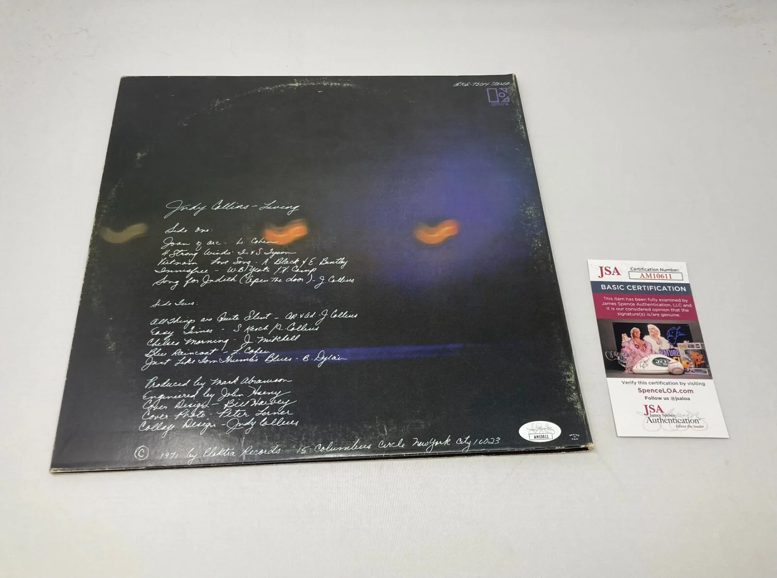 Judy Collins signed Living Album JSA COA, image 2
