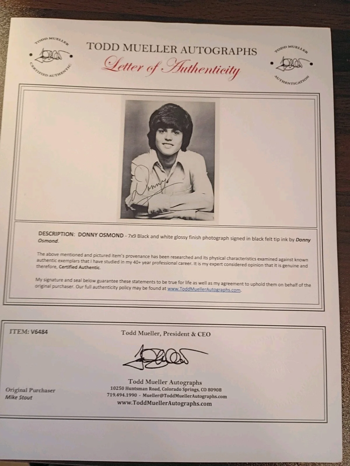 DONNY OSMOND Signed Autographed VINTAGE 7x9 Photo..MUSIC & TV Legend..COA, изображение 4