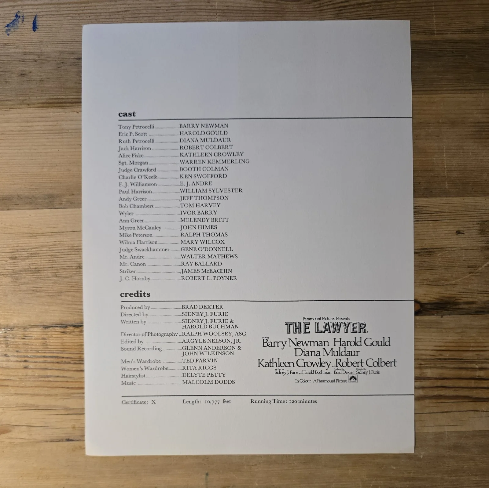 THE LAWYER press sheet 1970 Barry Newman Sidney J Furie Diana Moulder, изображение 2