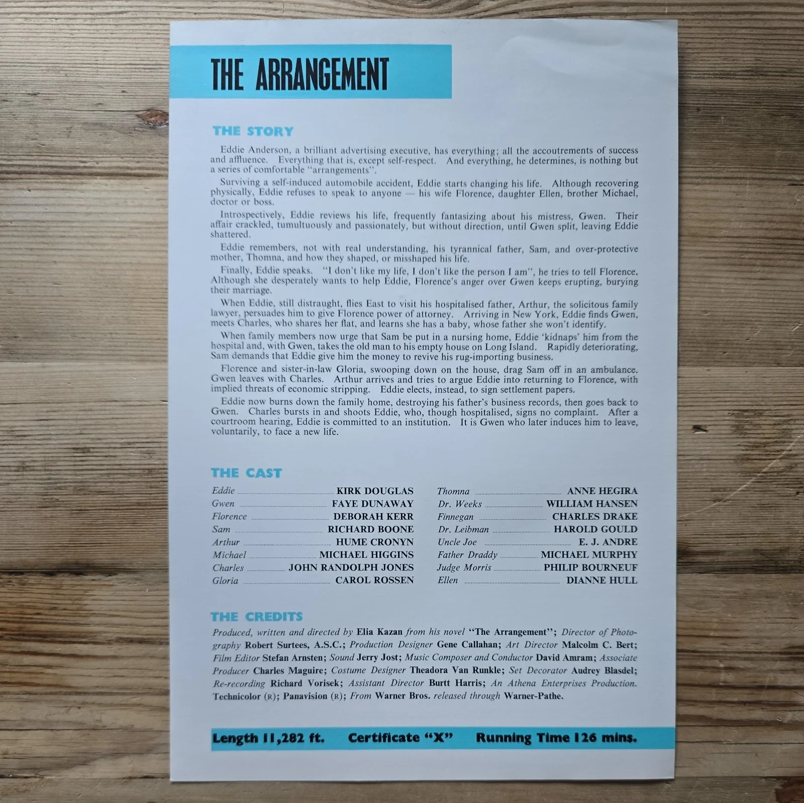 THE ARRANGEMENT press sheet 1969 Kirk Douglas Faye Dunaway Deborah Kerr Kazan, изображение 2