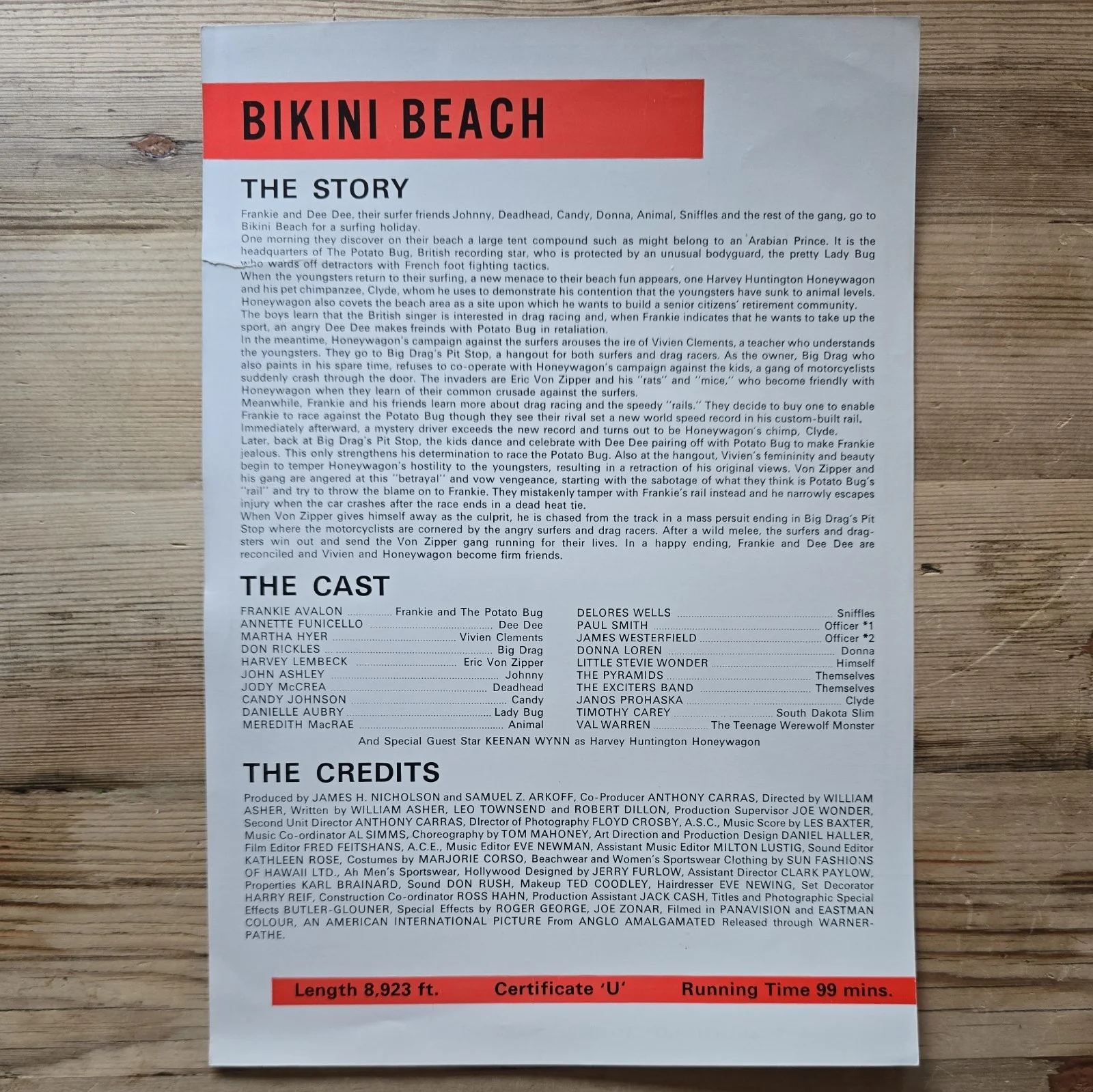 BIKINI BEACH press sheet 1969 Frankie Avalon Annette Funicello Don Rickles, image 2