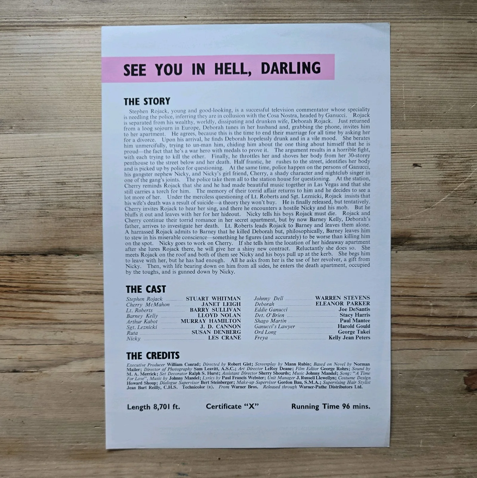 SEE YOU IN HELL, DARLING press sheet 1969 Stuart Whitman Janet Leigh Robert Gist, изображение 2