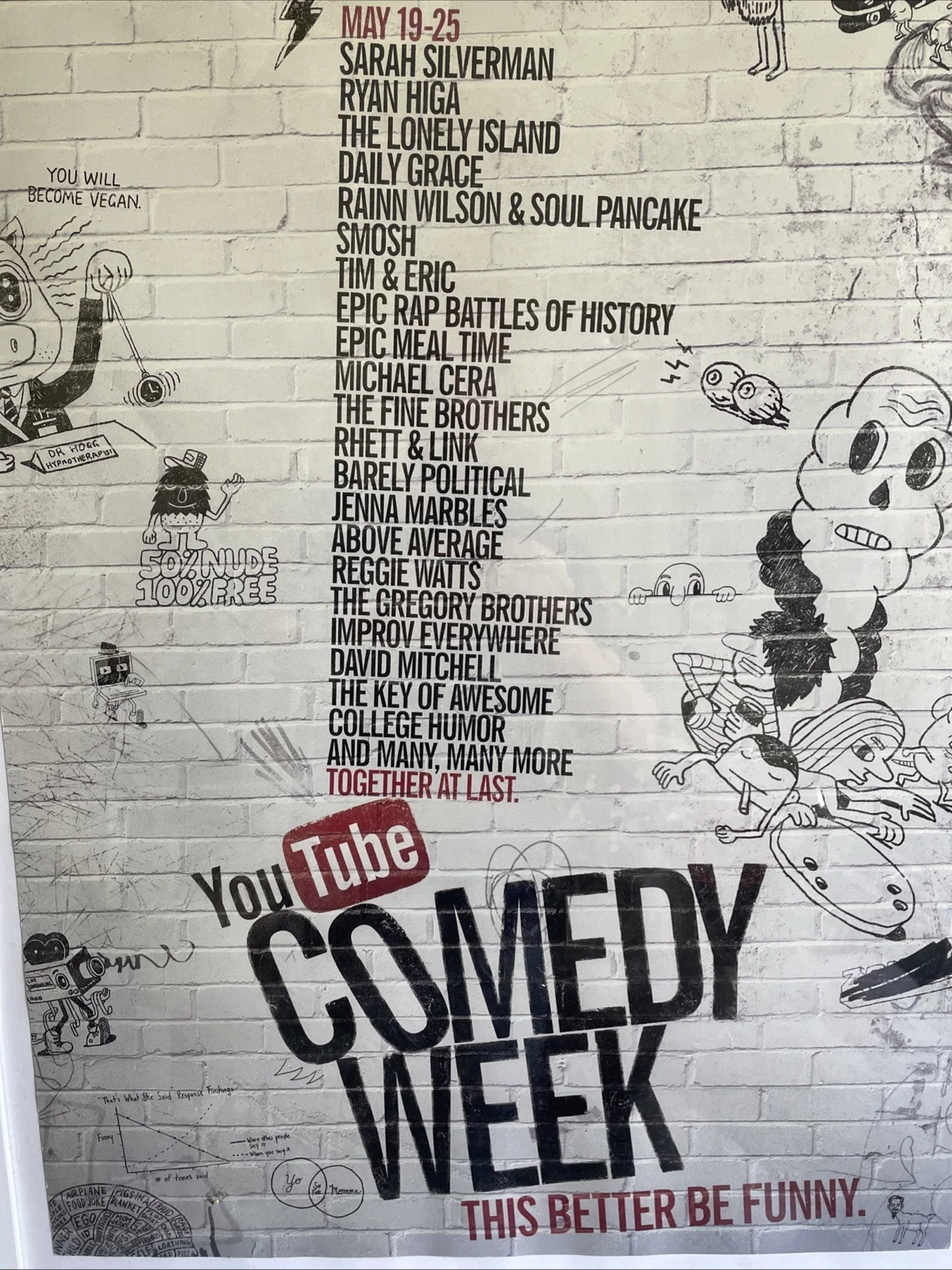 YouTube Comedy Week Poster 2013 David Mitchell Sarah Silverman Reggie Watts, image 2
