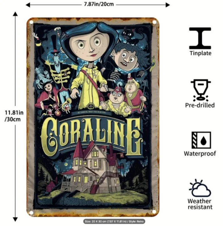 Coraline Movie Animated Movie Tin Sign, изображение 4