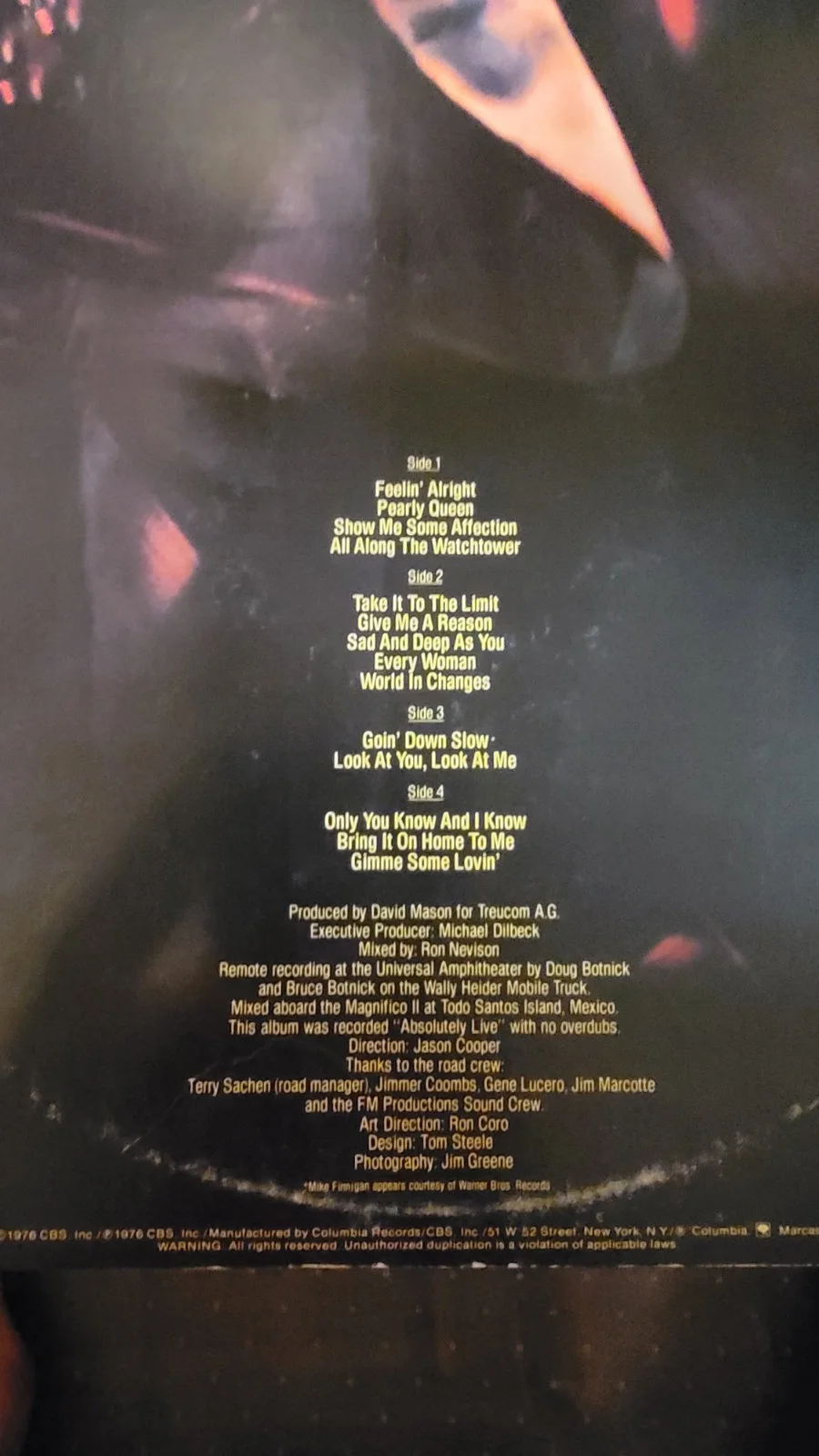 DAVE MASON signed CERTIFIED LIVE 1976 Record / Album Set COA TRAFFIC, изображение 3
