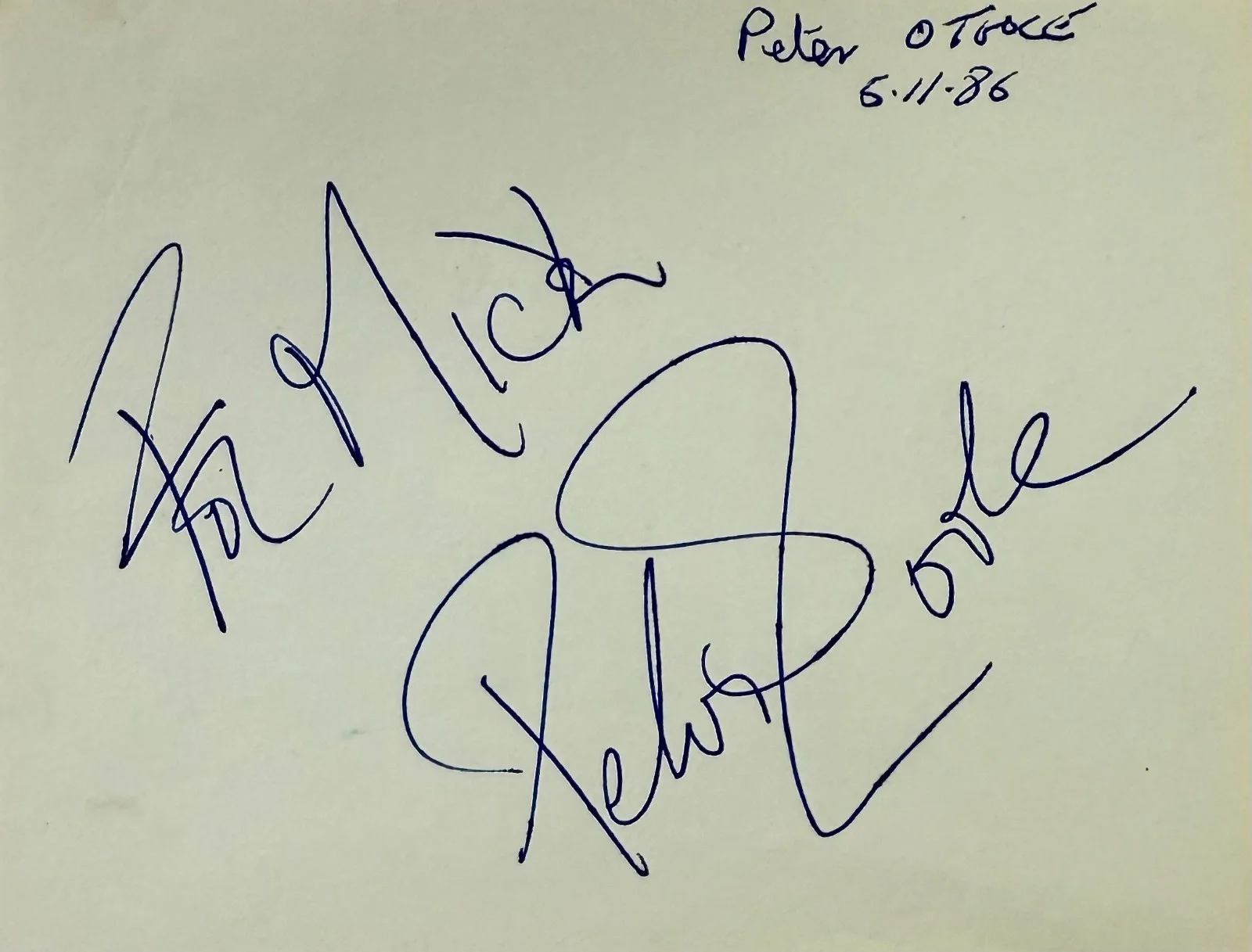 Peter O'Toole — PETER O'TOOLE Signed Autographed 4" x 5" ALBUM PAGE Lawrence of Arabia PHANTOMS, изображение 3
