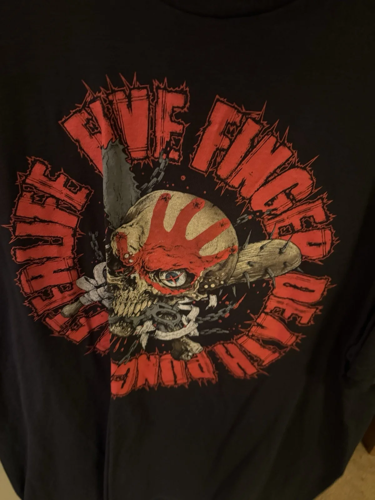 Five Finger Death Punch Autographed Drumhead and FD Snapback Hat Original, image 3