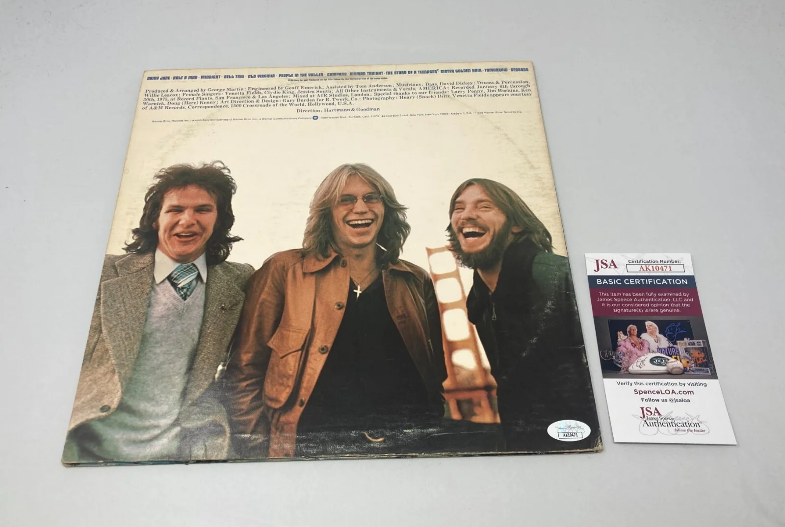 Gerry Beckley signed America Hearts Album JSA COA, изображение 2
