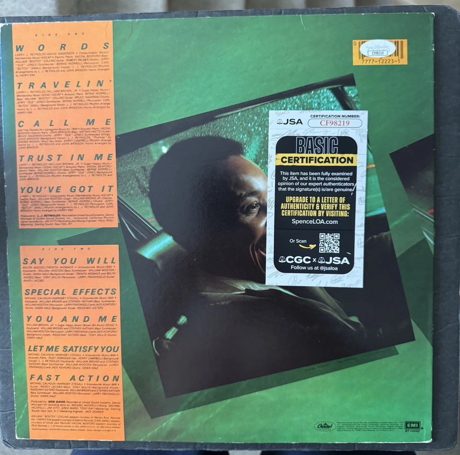 LJ REYNOLDS L.J. SIGNED VINYL THE DRAMATICS TRAVELIN' JSA COA ALBUM AUTOGRAPH, изображение 3