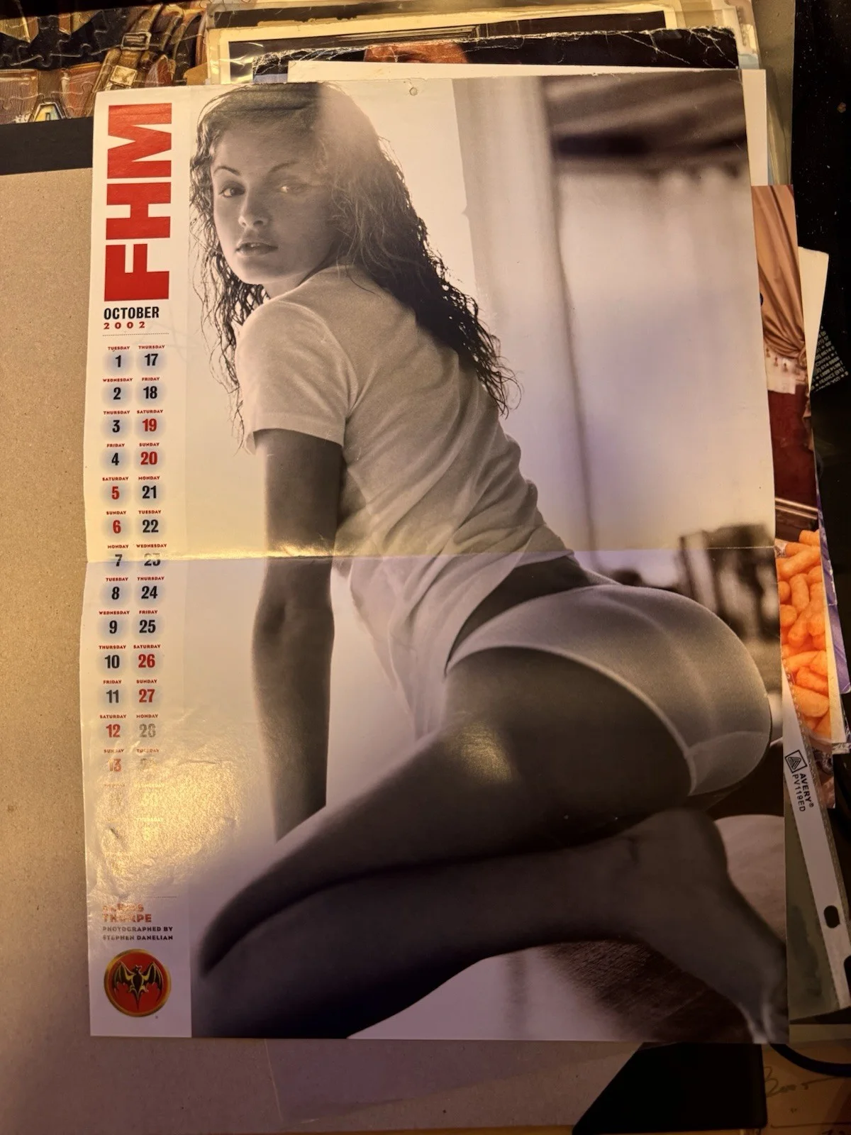 Sasha Alexander Signed FHM 2002 Centerfold Calendar Alexis Thorpe On Back, image 2