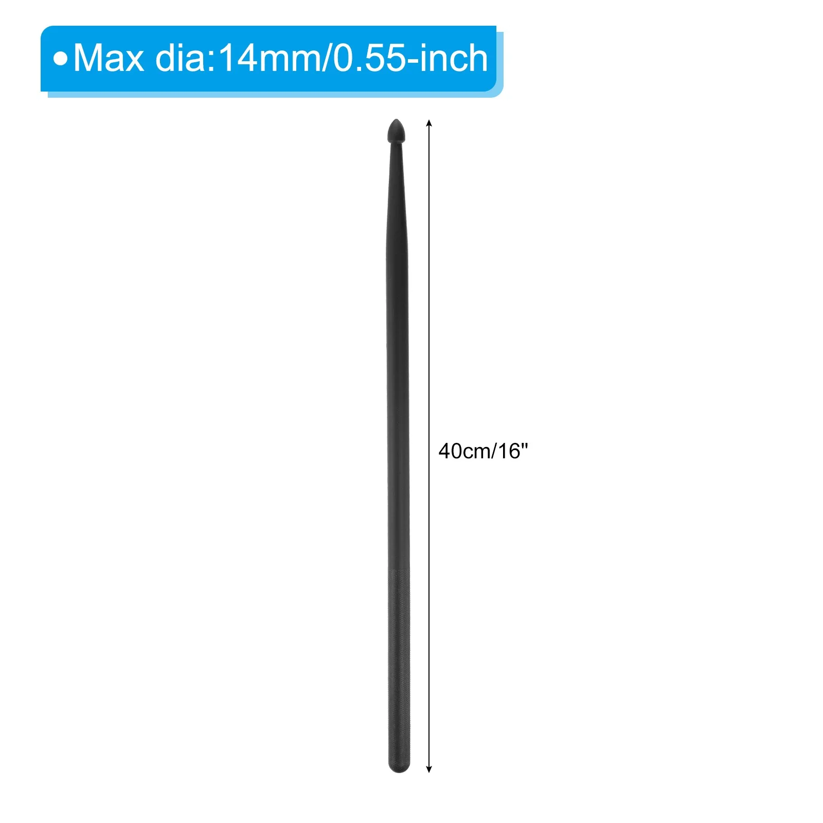 Nylon Drumstick 7A Plastic Anti Slip Handle Drum Stick Black 16", image 2