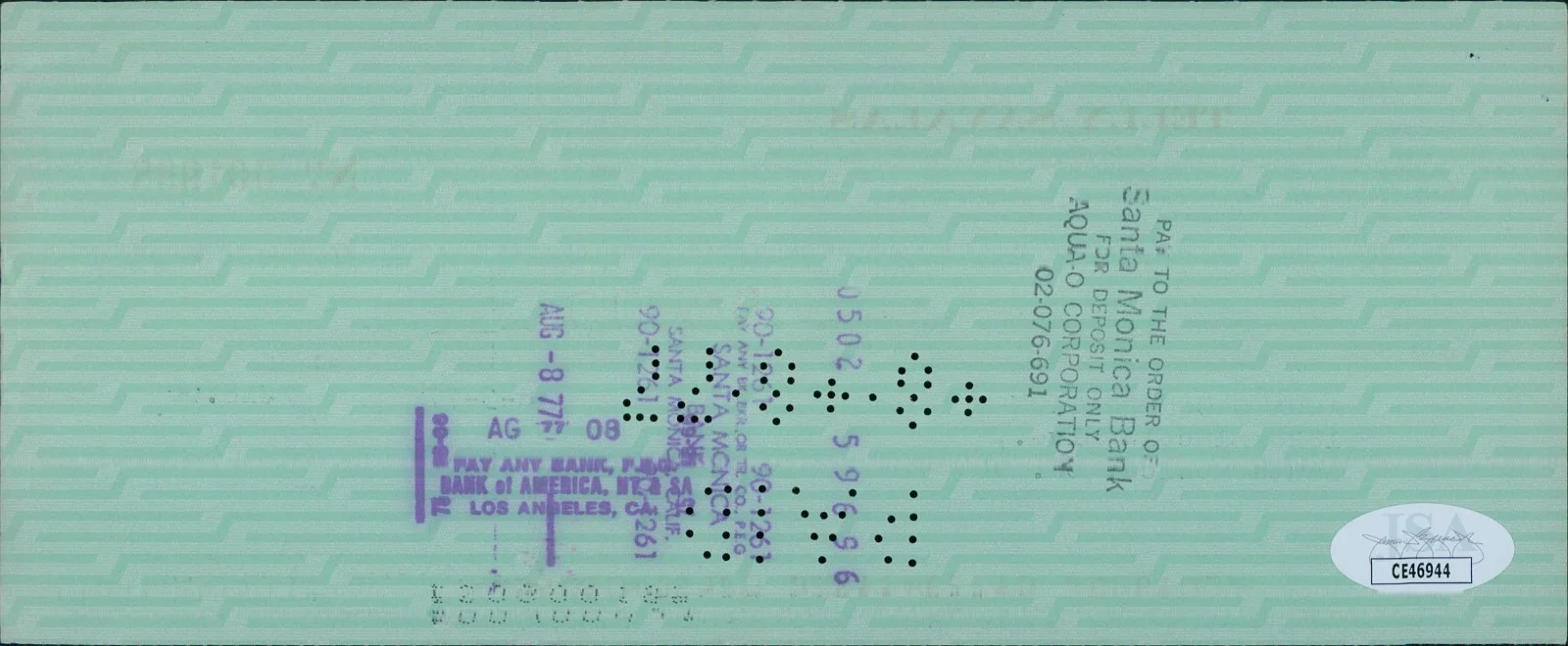 Telly Savalas — Telly Savalas Actor Signed Cancelled Check JSA Authenticated, image 2