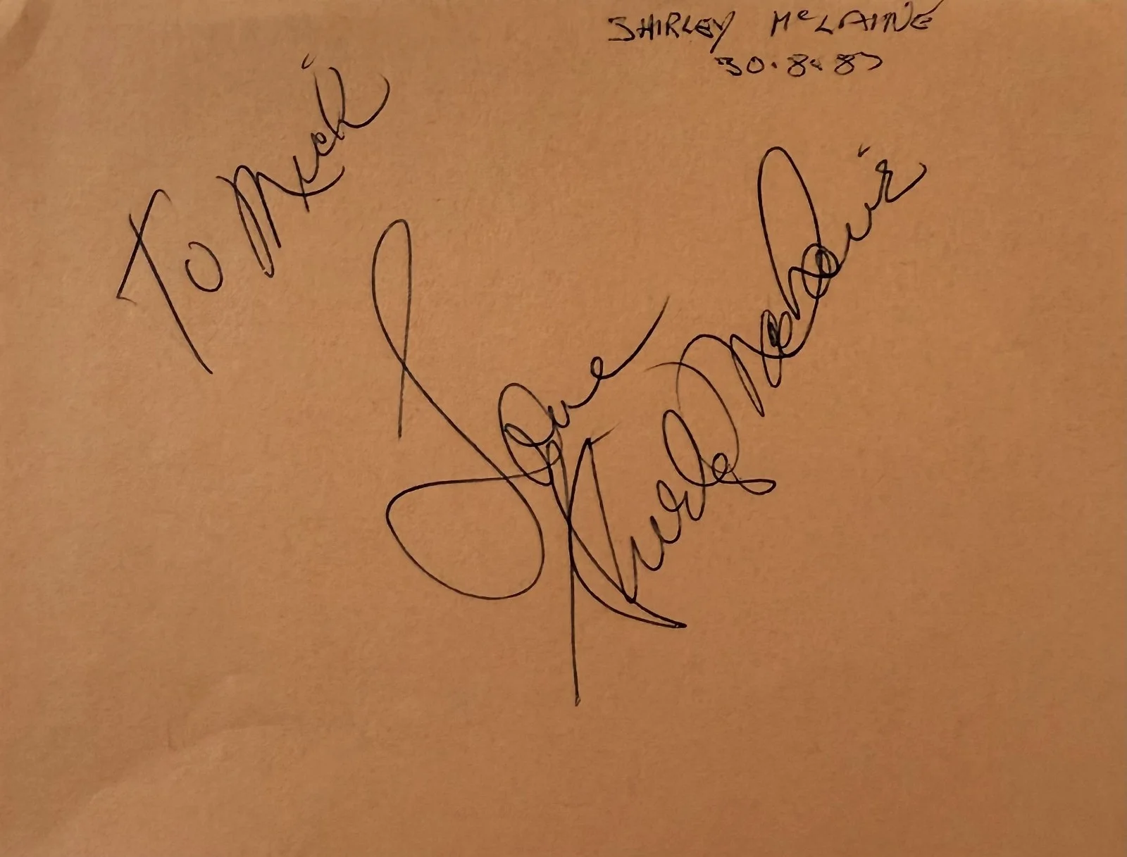 Shirley MacLaine — SHIRLEY MACLAINE Signed Autographed 4"x5" ALBUM PAGE Terms of Endearment BERNIE
