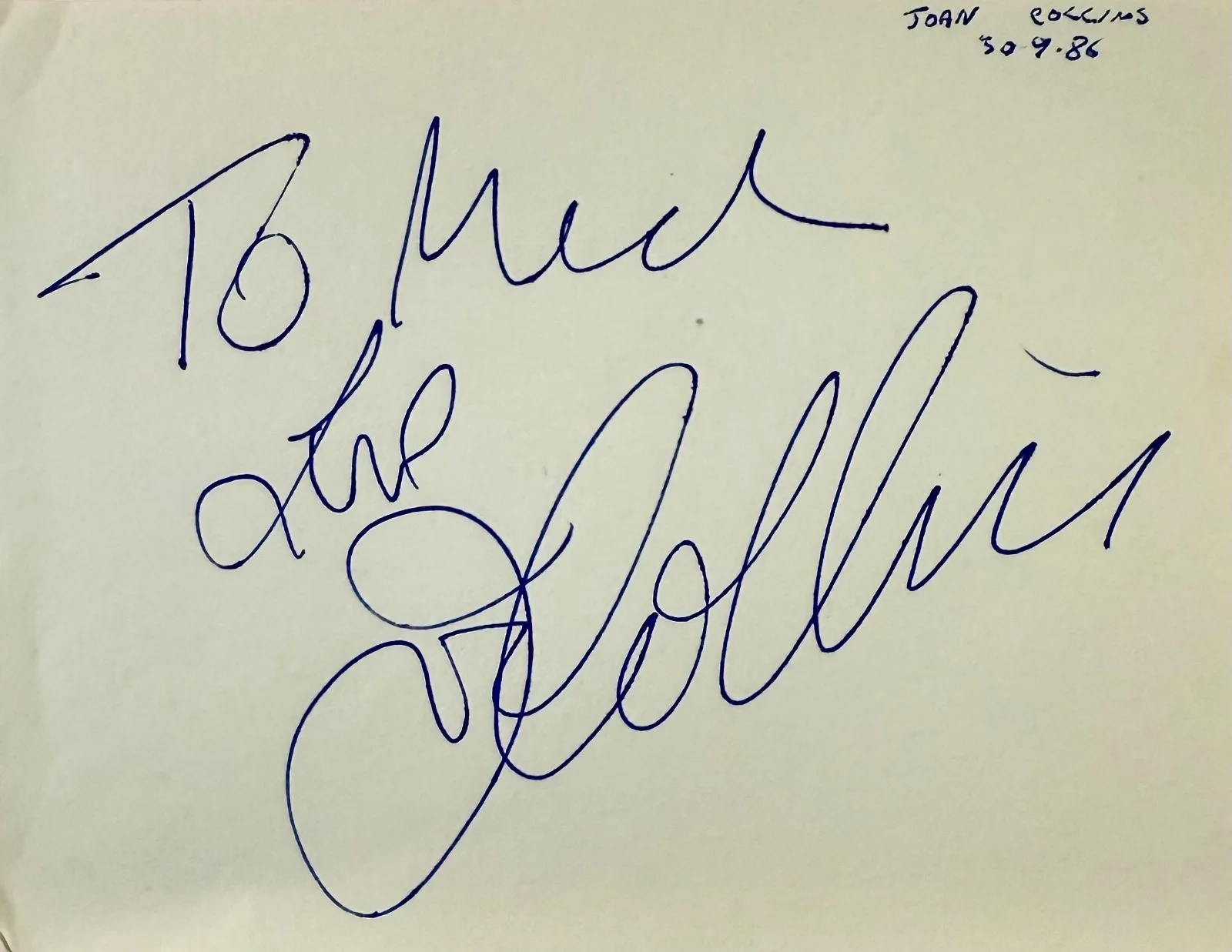 Joan Collins — JOAN COLLINS Autograph Signed 4"x 5" ALBUM PAGE Land of the Pharaohs DYNASTY, изображение 3