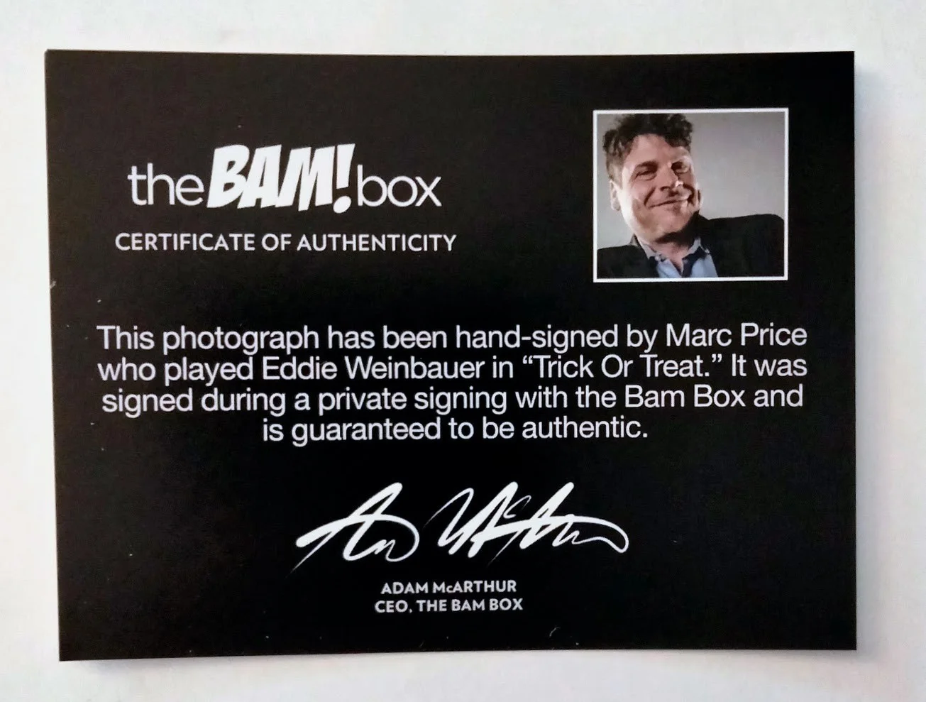 Marc Price — MARC PRICE Signed 8x10 PHOTO in Trick or Treat Autograph w Bam! Box COA, изображение 3
