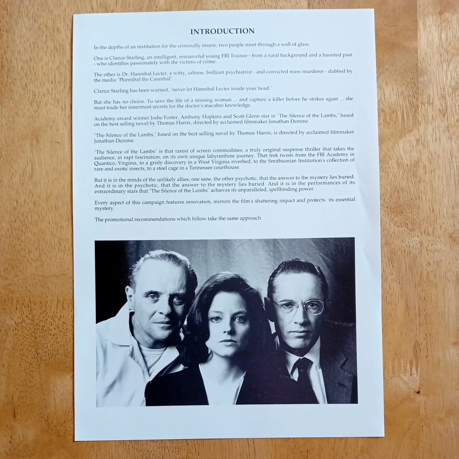 The Silence of the Lambs - UK Cinema Promotion Guide / Press Kit, изображение 4