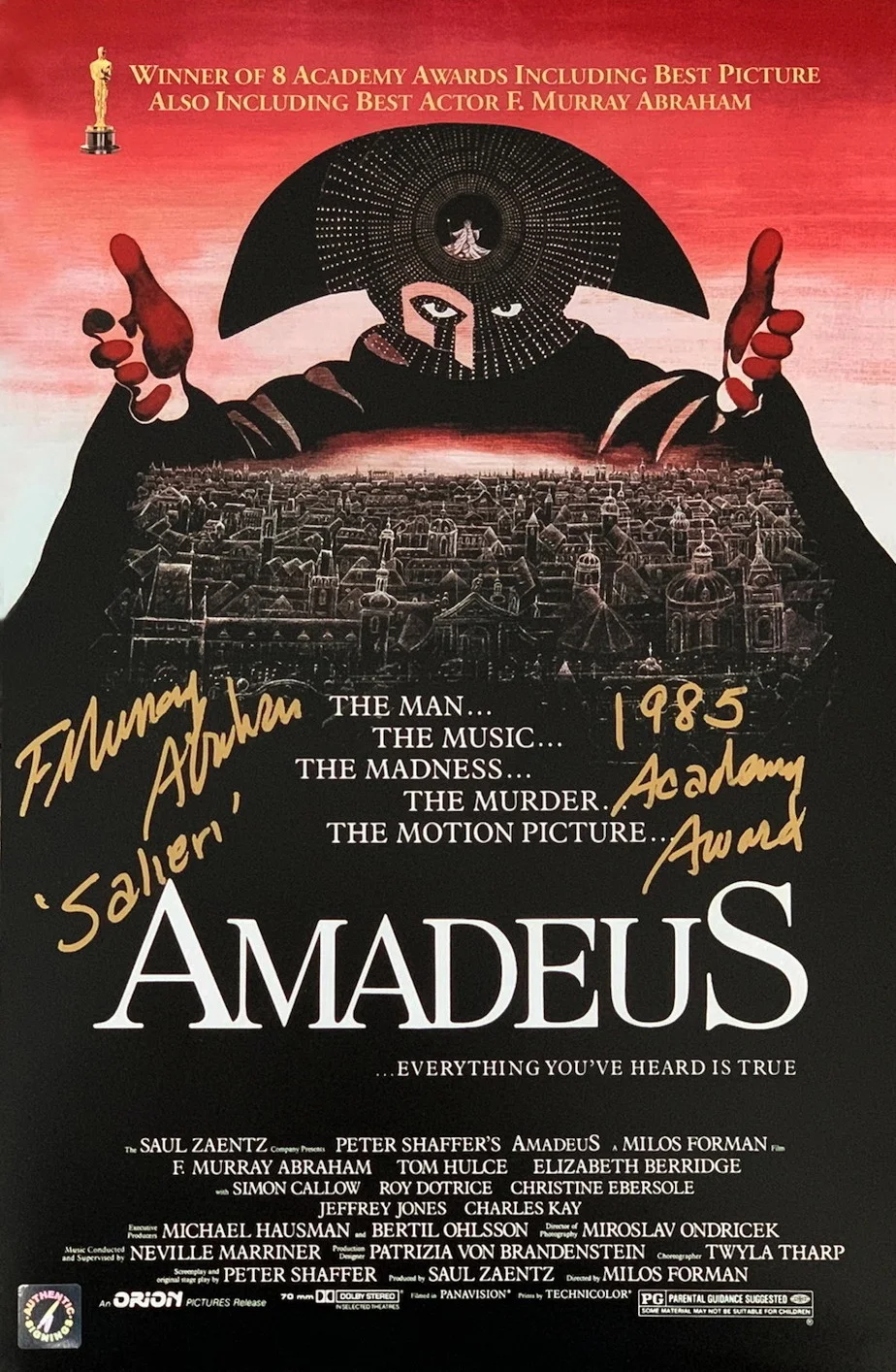 F Murray Abraham — 10X F Murray Abraham Autographed "Salieri" Amadeus 11x17 Movie Posters ASI Proof