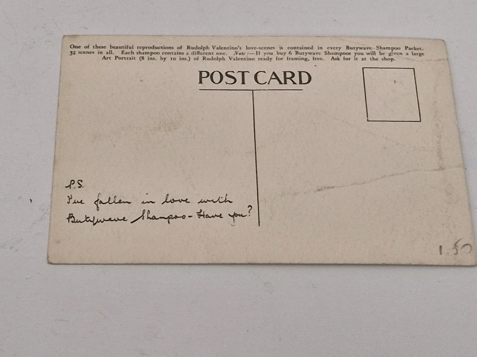 RUDOLPH VALENTINO AND VILMA BANKY"VINTAGE POSTCARD- FILM " SON OF THE SHEIK 20S, изображение 3