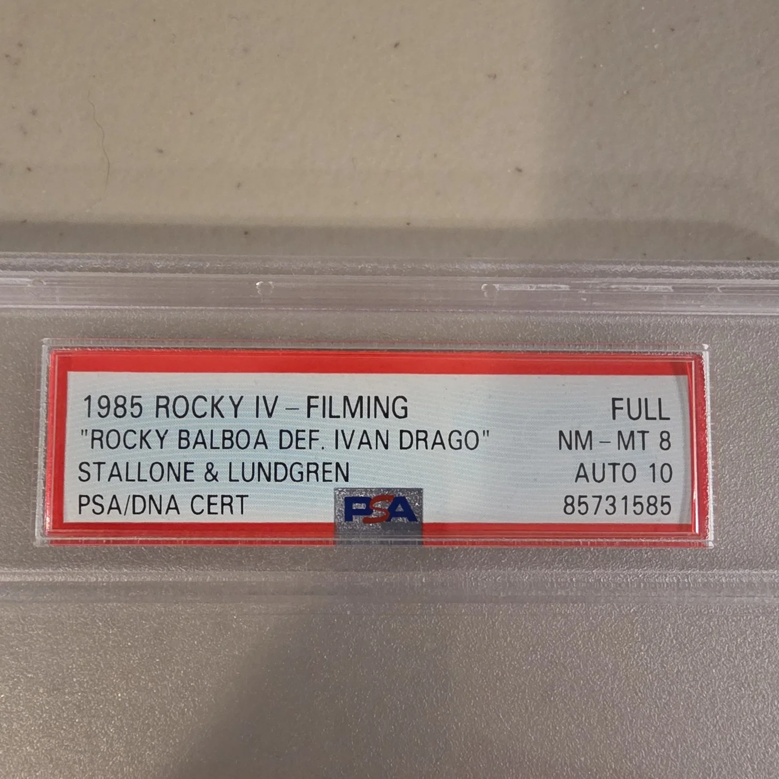 Sylvester Stallone, Dolph Lundgren — 1985 ROCKY IV Filming Ticket (PSA 8) & Autos (PSA 10) for Stallone & Lundgren, image 5
