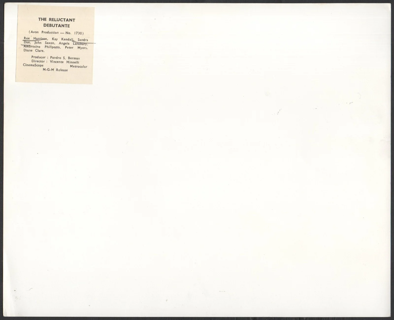 RELUCTANT DEBUTANTE 1958 Sandra Dee, John Saxon 10x8 STILL, изображение 2