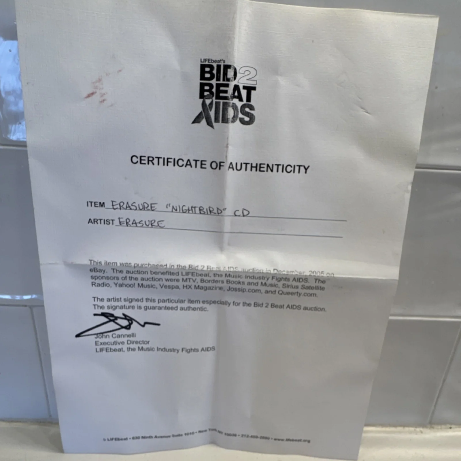 Erasure Nightbird Signed CD with Certificate of Authenticity LIFEbeat, image 2