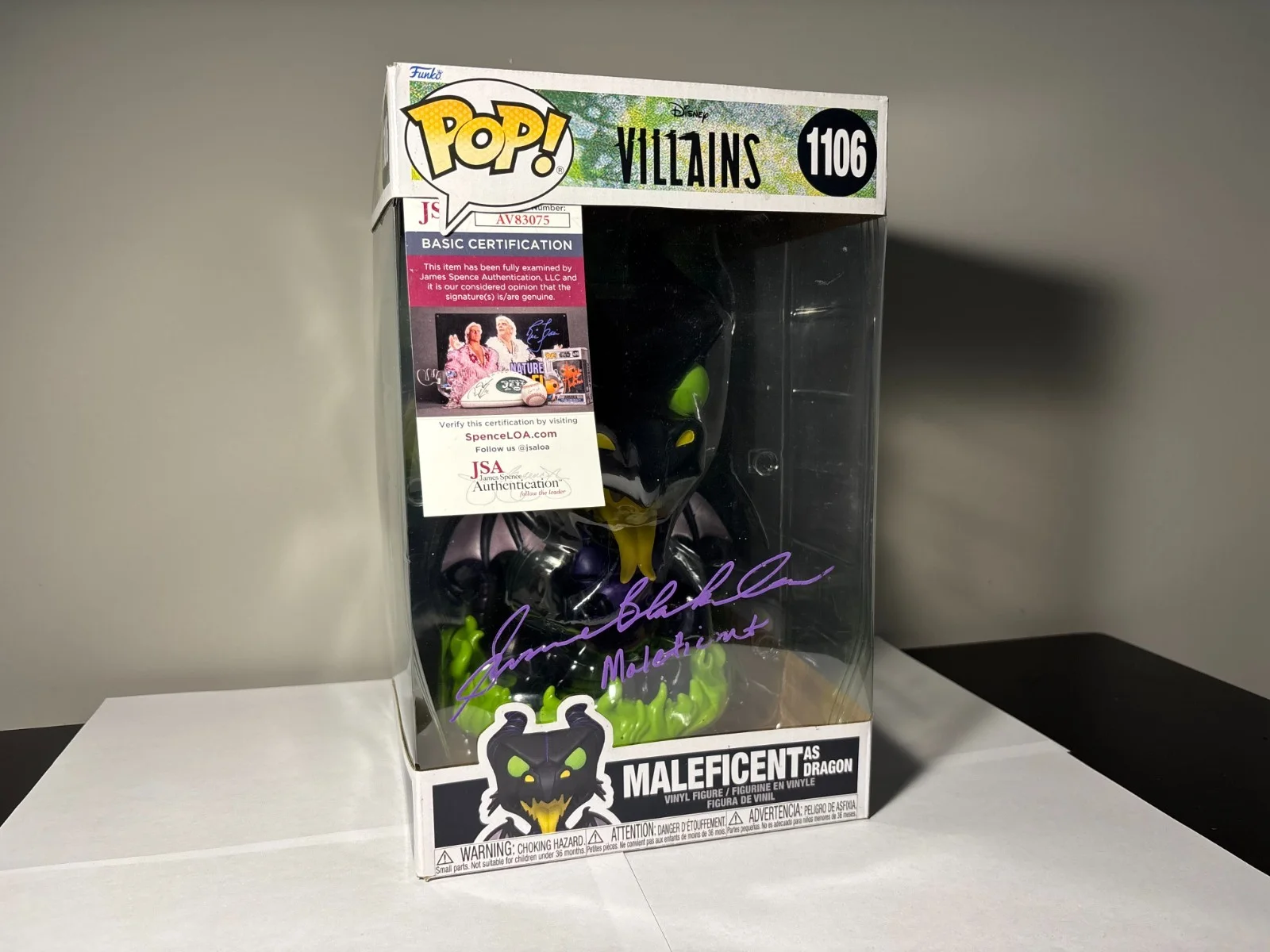 Susanne Blakeslee — Funko Pop! Jumbo Maleficent Dragon #1106 SIGNED Susanne Blakeslee JSA Authentic, image 2