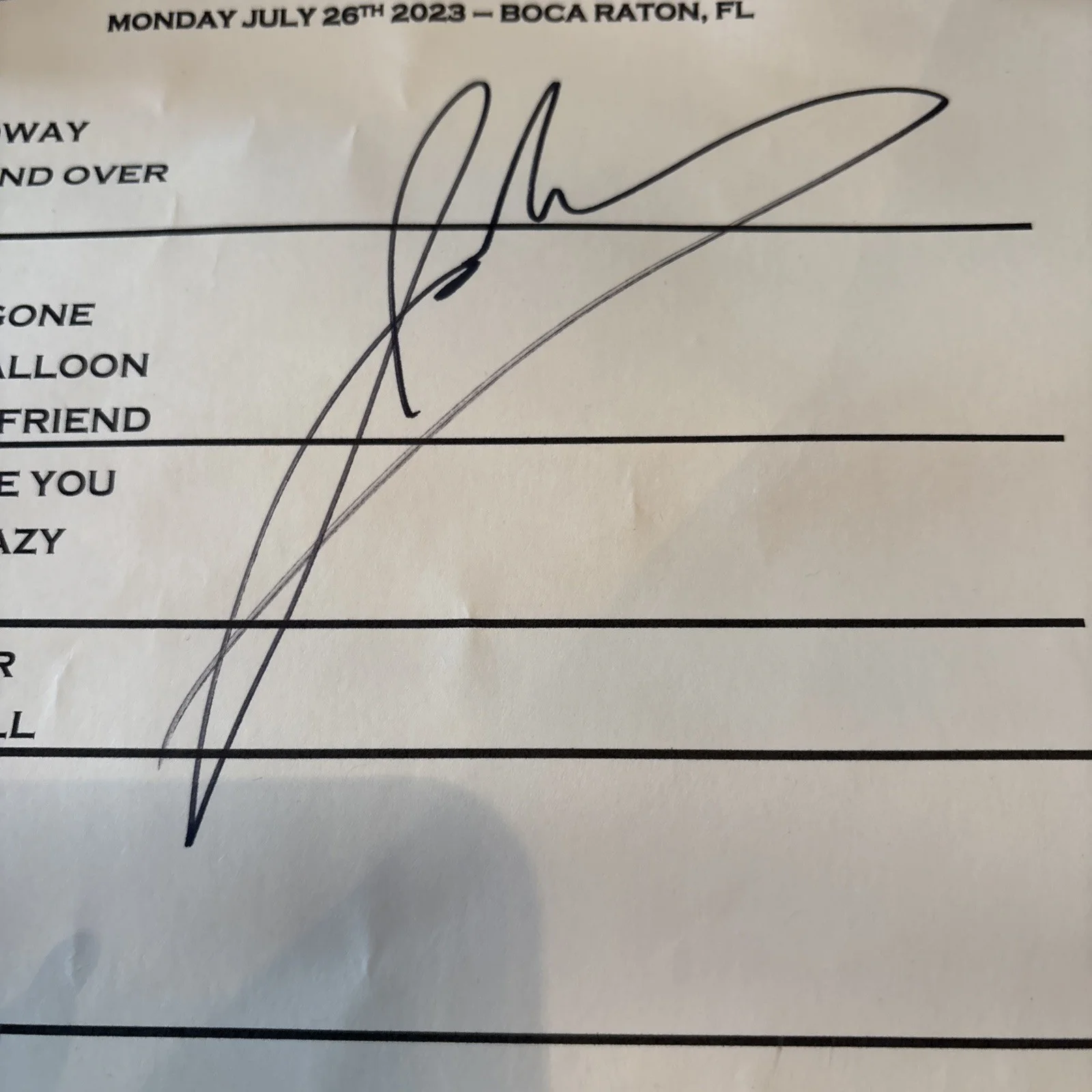 Goo Goo Dolls Signed Setlist • Johnny Rzeznik & Robbie Takac Autographs • 2023, изображение 2